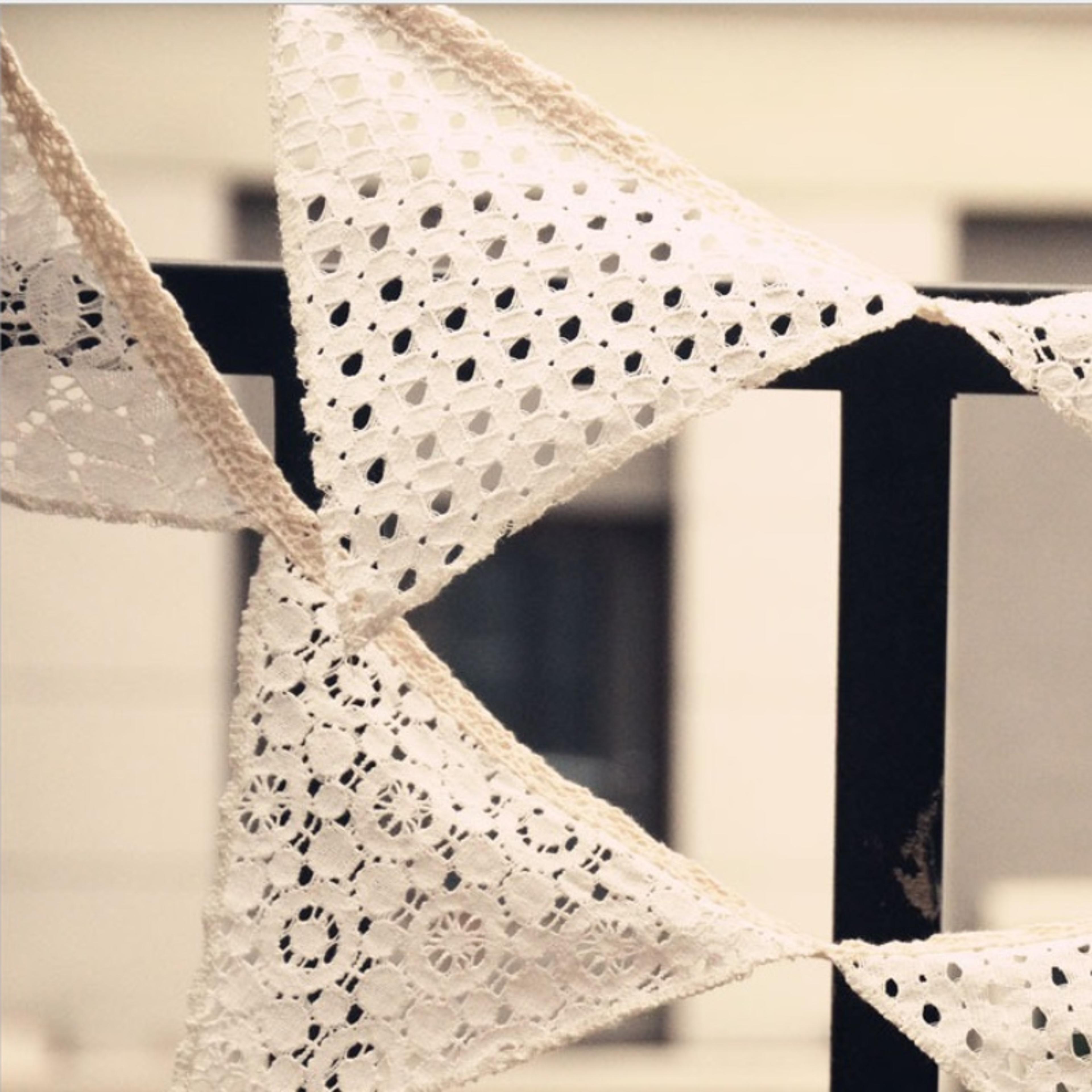 white lace wedding garland vintage fabric pennant bunting for parties and celebrations