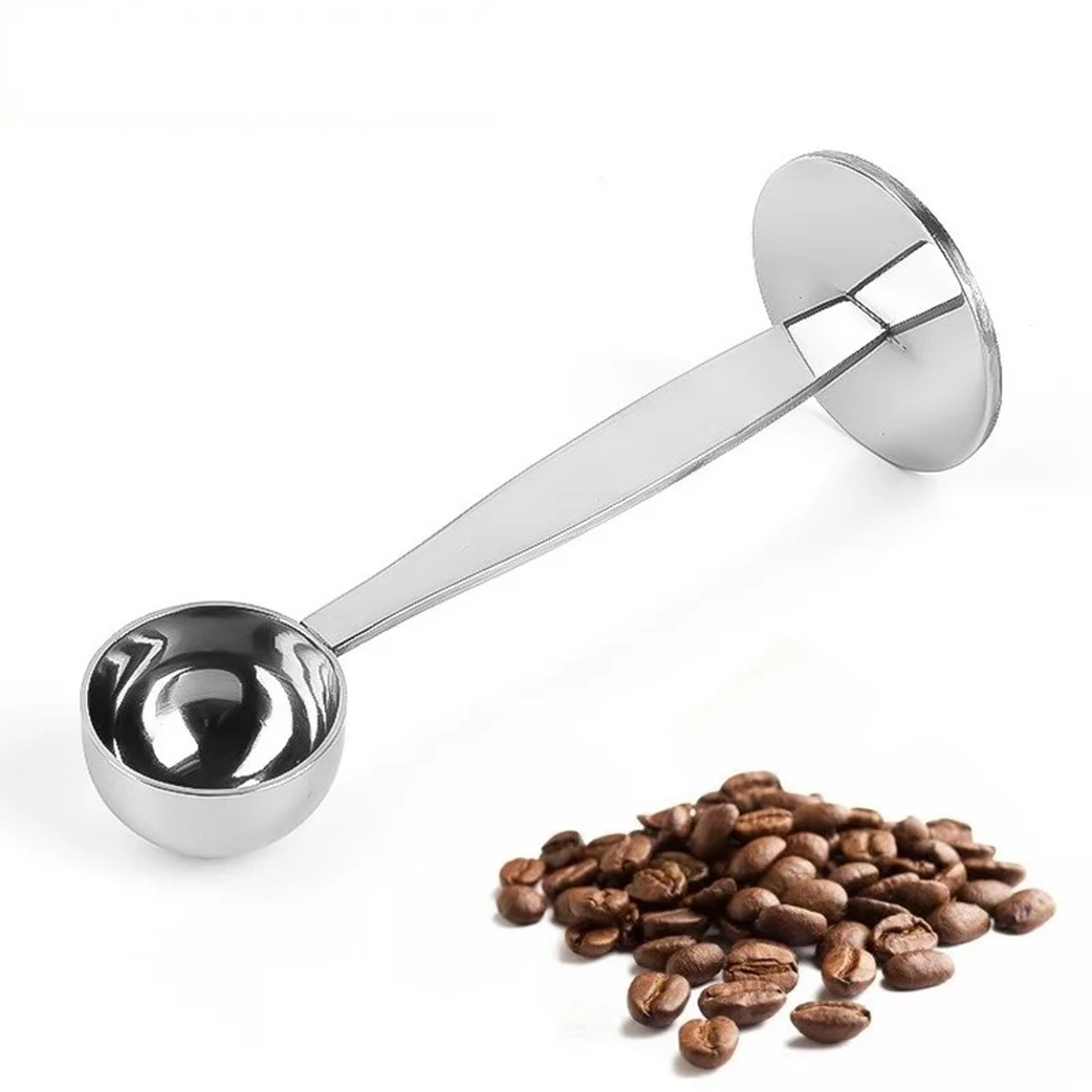 stainless steel coffee measuring spoon & grinder with stand