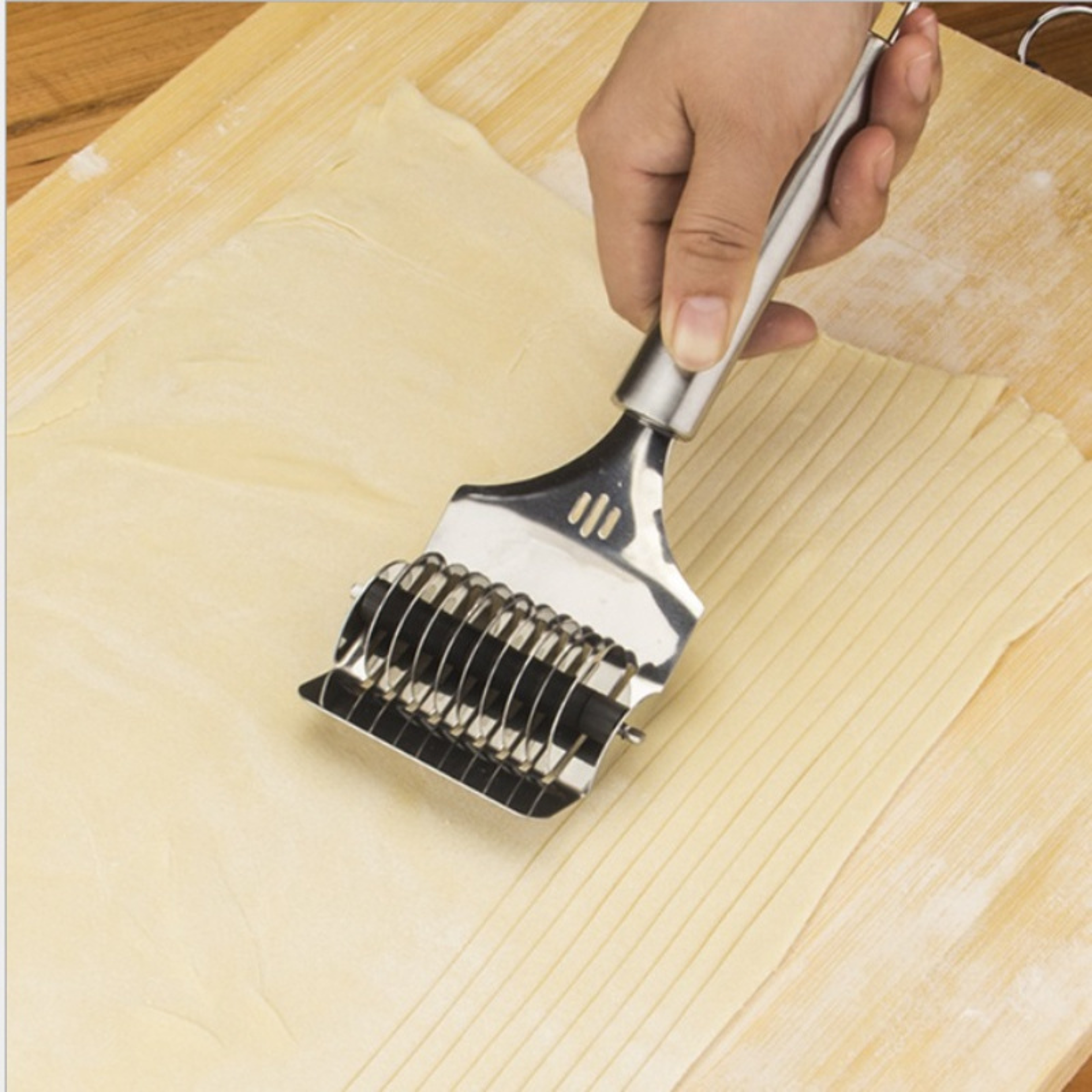 stainless steel noodle cutter spaghetti maker, lattice roller, and dough docker tool