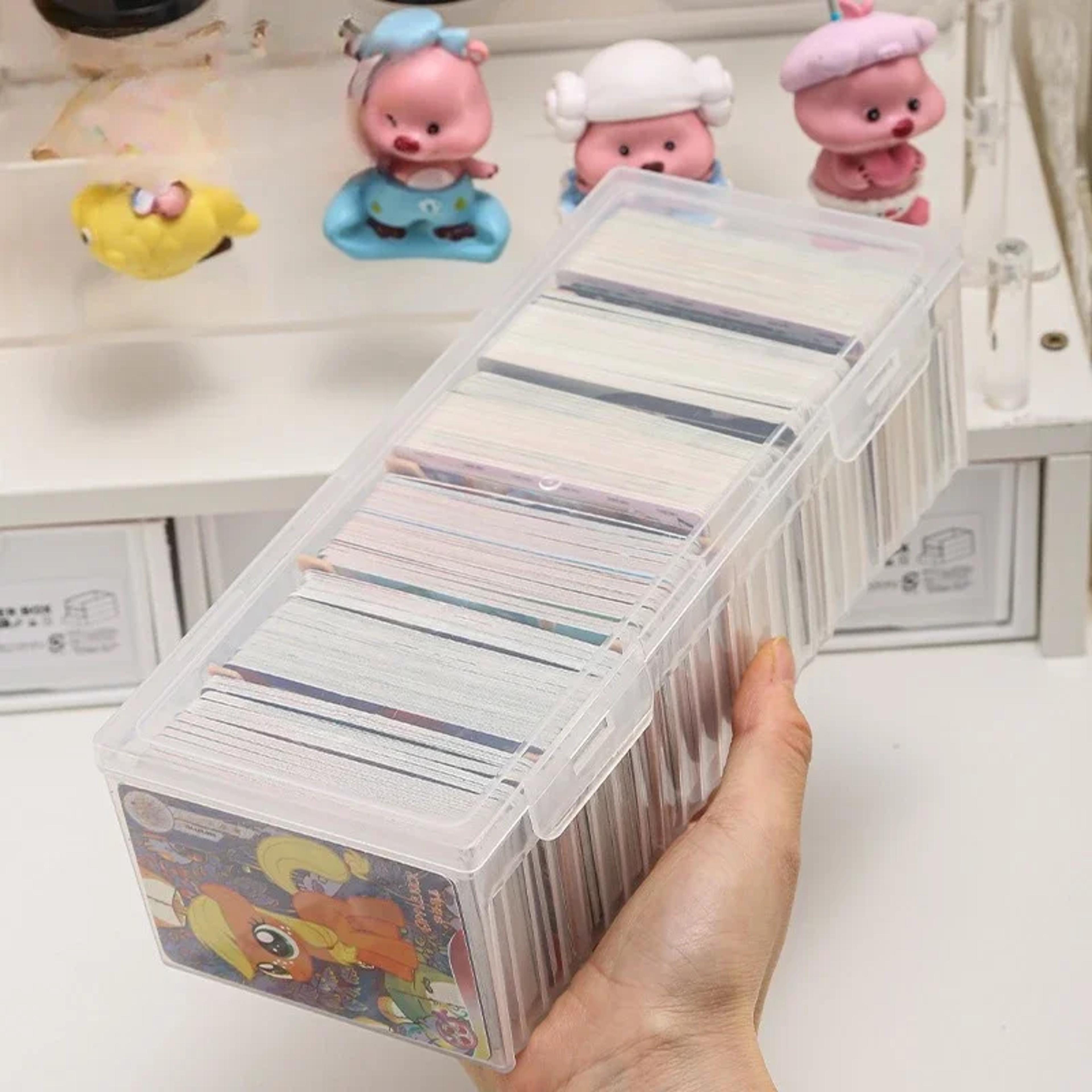 clear plastic organizer box for game cards with adjustable dividers perfect storage solution for collectors