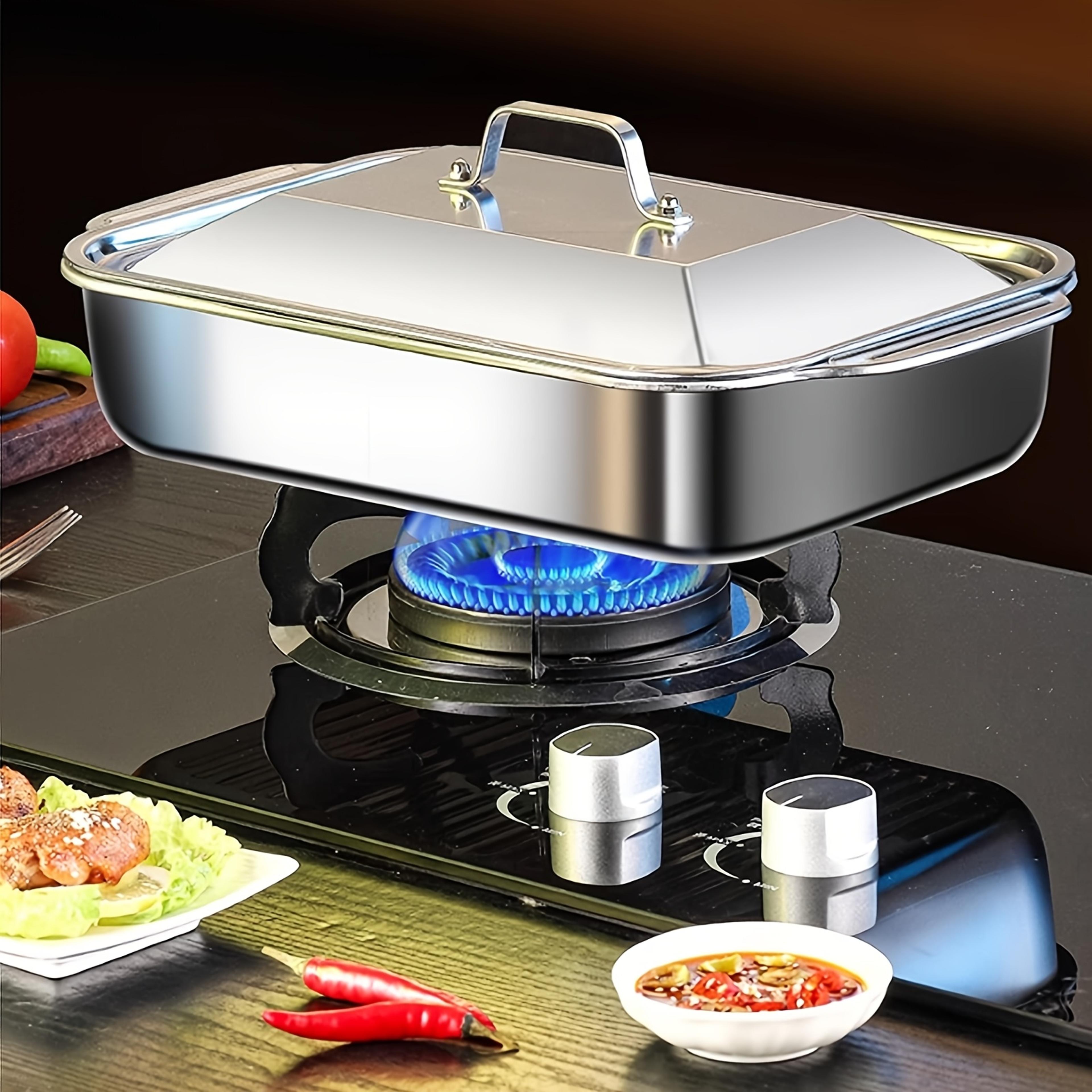stainless steel baking pan set with lids deep dish cookware for fish, pasta, and grilling oven & dishwasher.