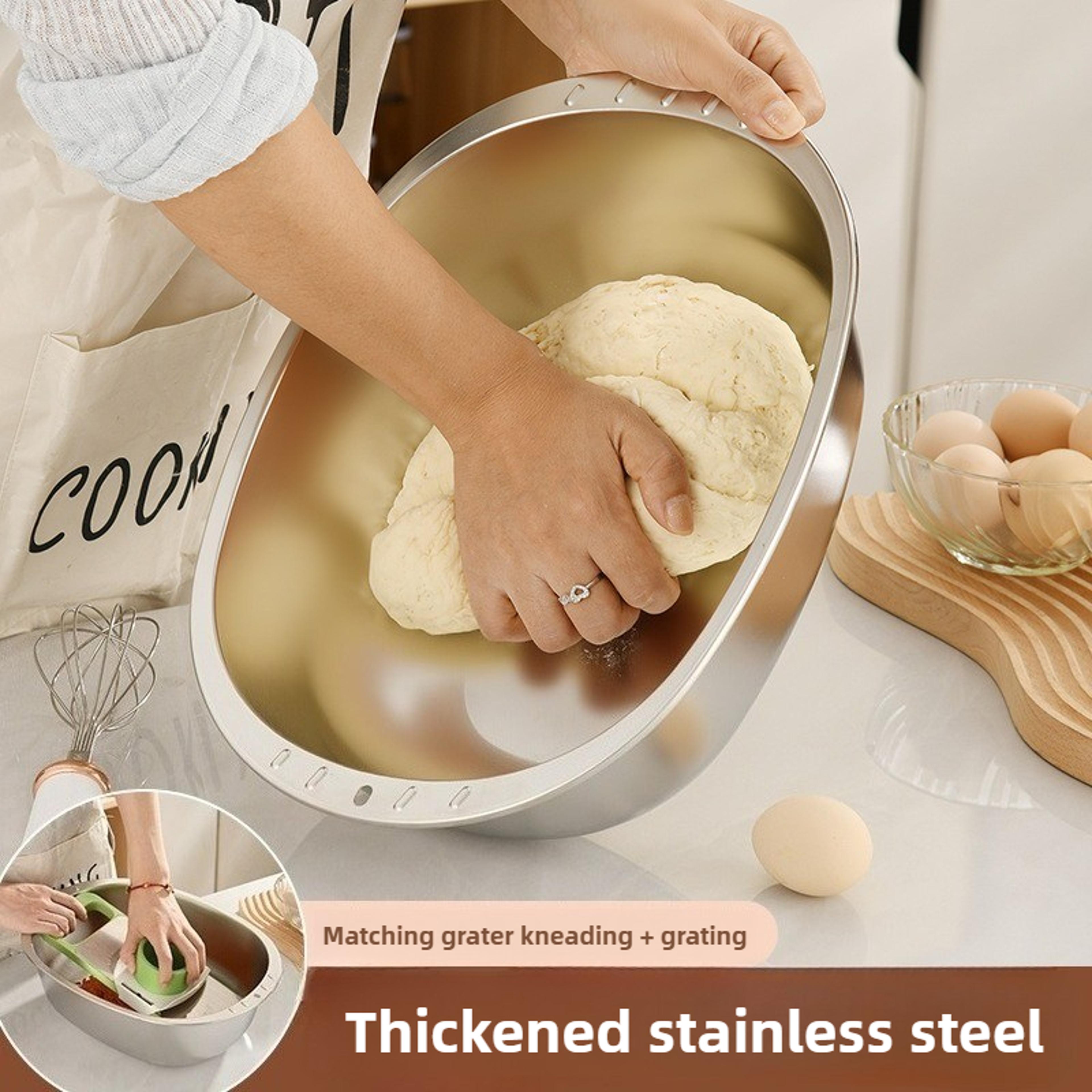 heavy duty stainless steel mixing bowl for dough kneading & vegetables food-grade, dishwasher safe