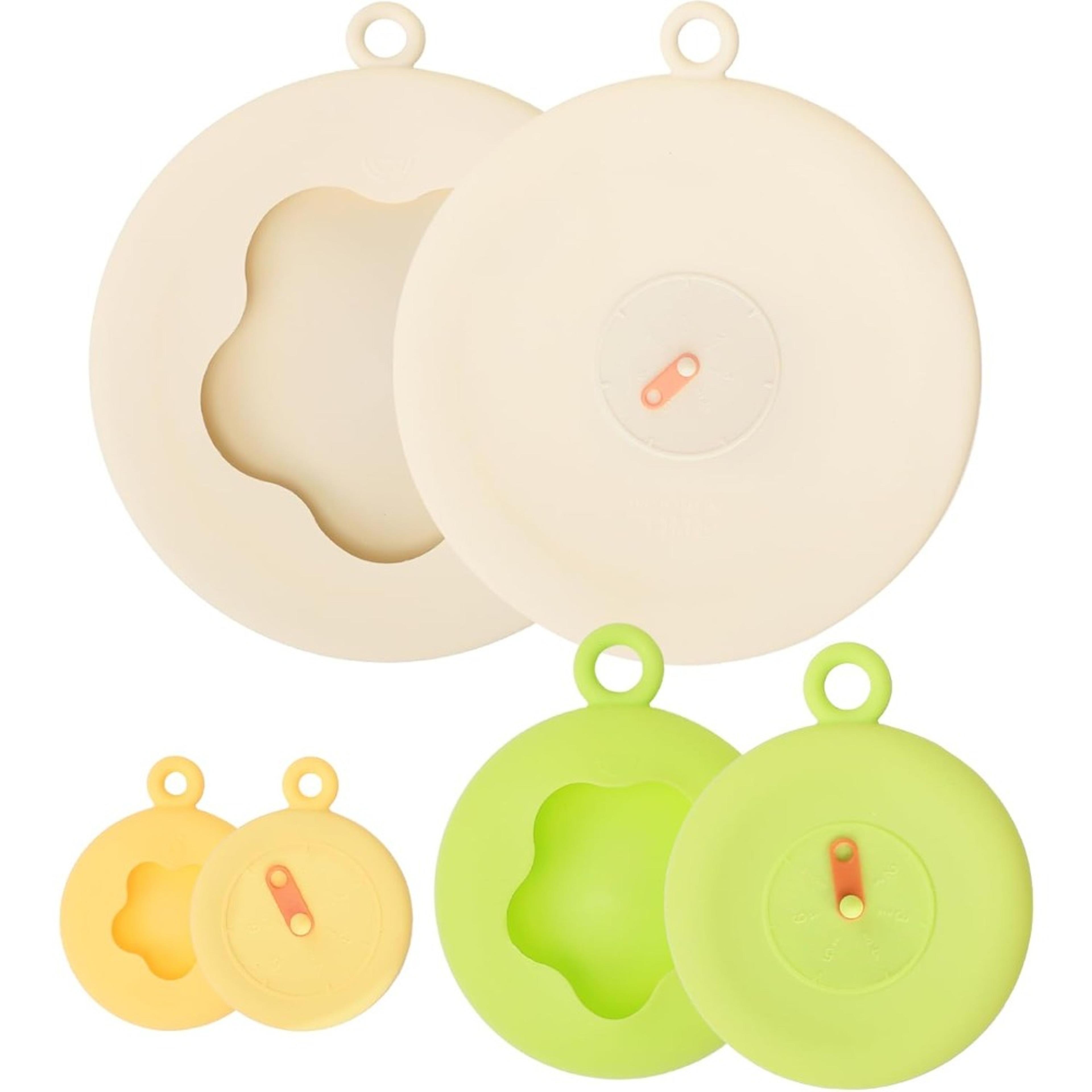 silicone stretch food covers eco-friendly reusable lids with pull tab & weekly tracker for bowls/jars/cans