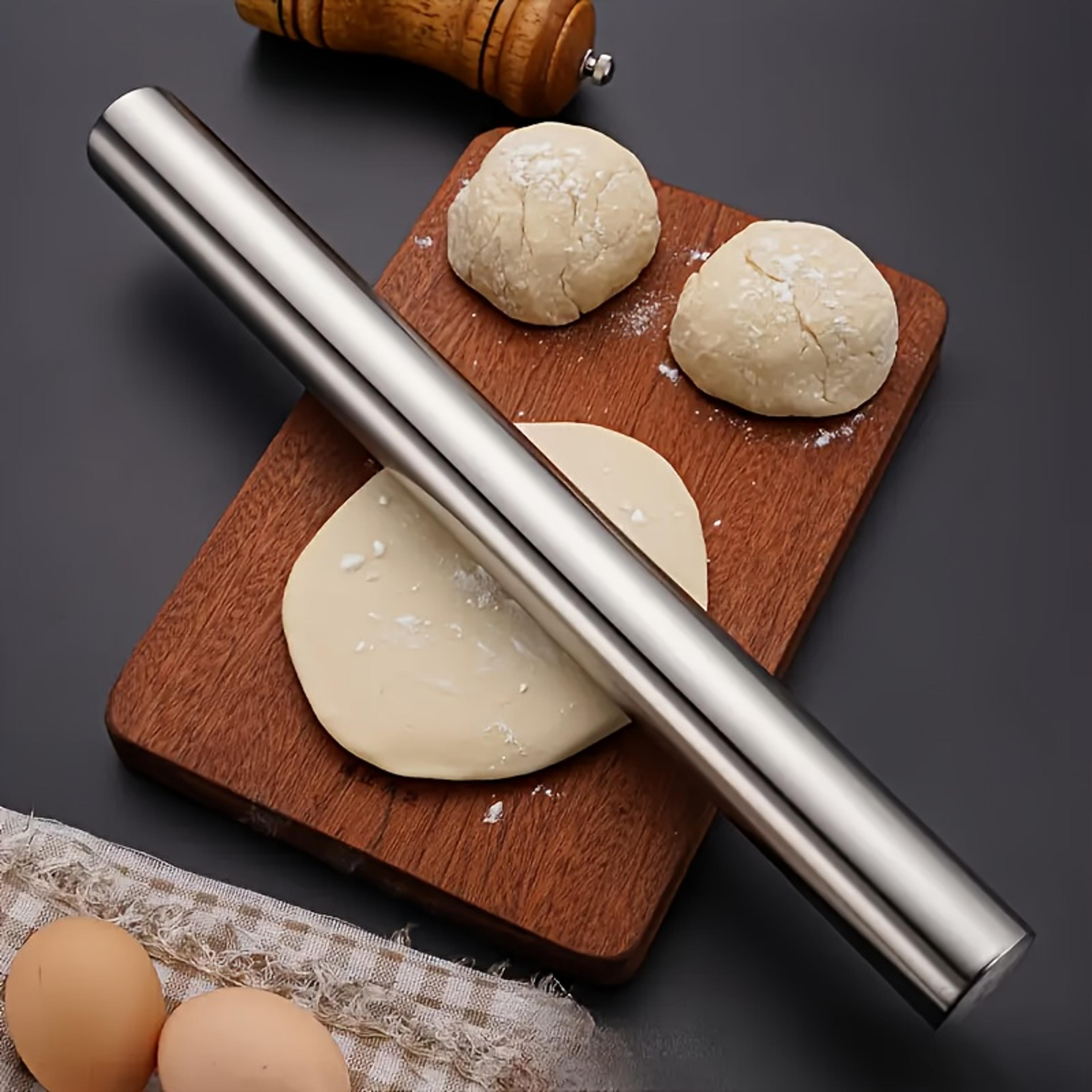 stainless steel rolling pin for baking hollow, lightweight dough roller for cookies, pie, dumplings & pizza