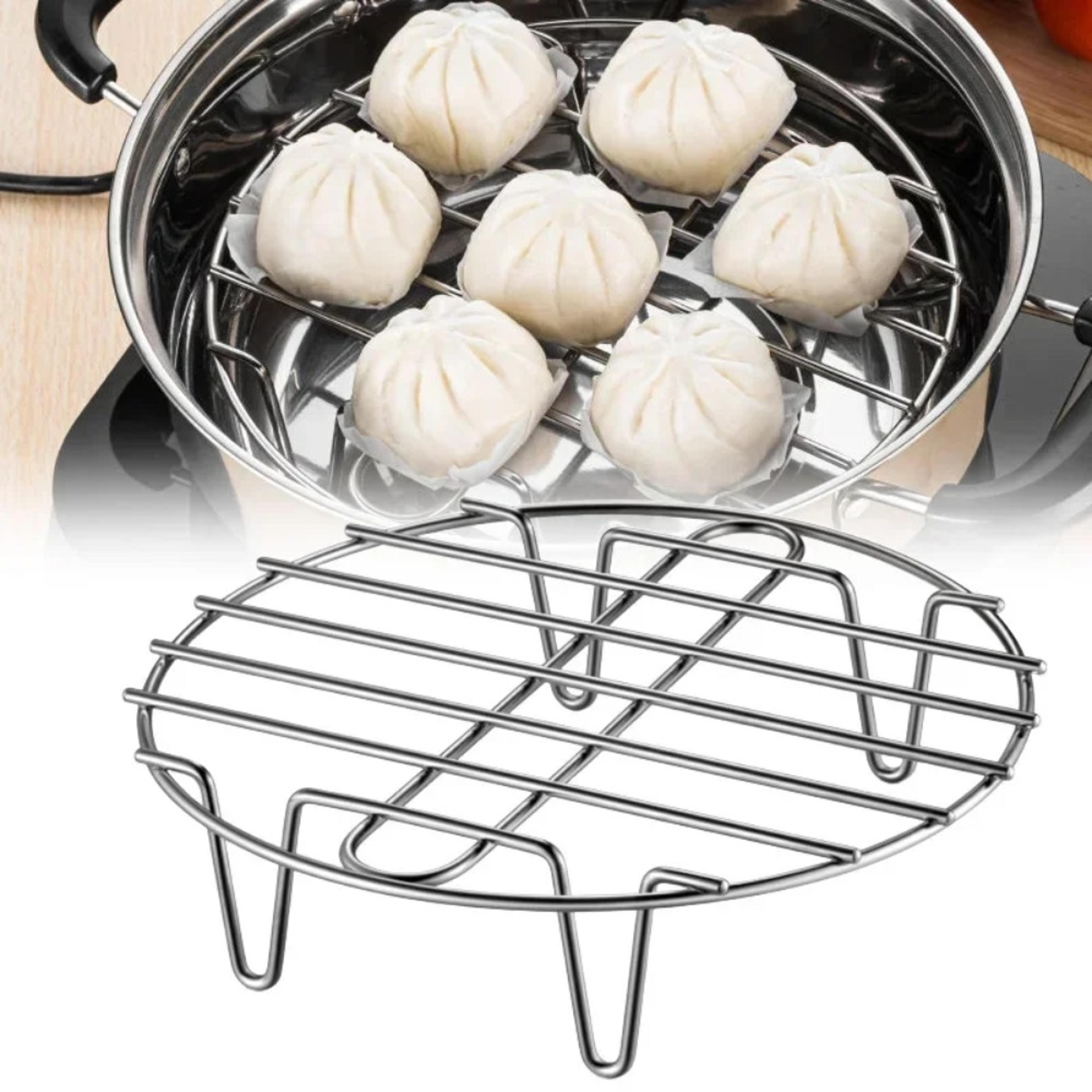 heavy duty stainless steel cooling rack oven & air fryer compatible, dishwasher safe, ideal for baking, steaming.