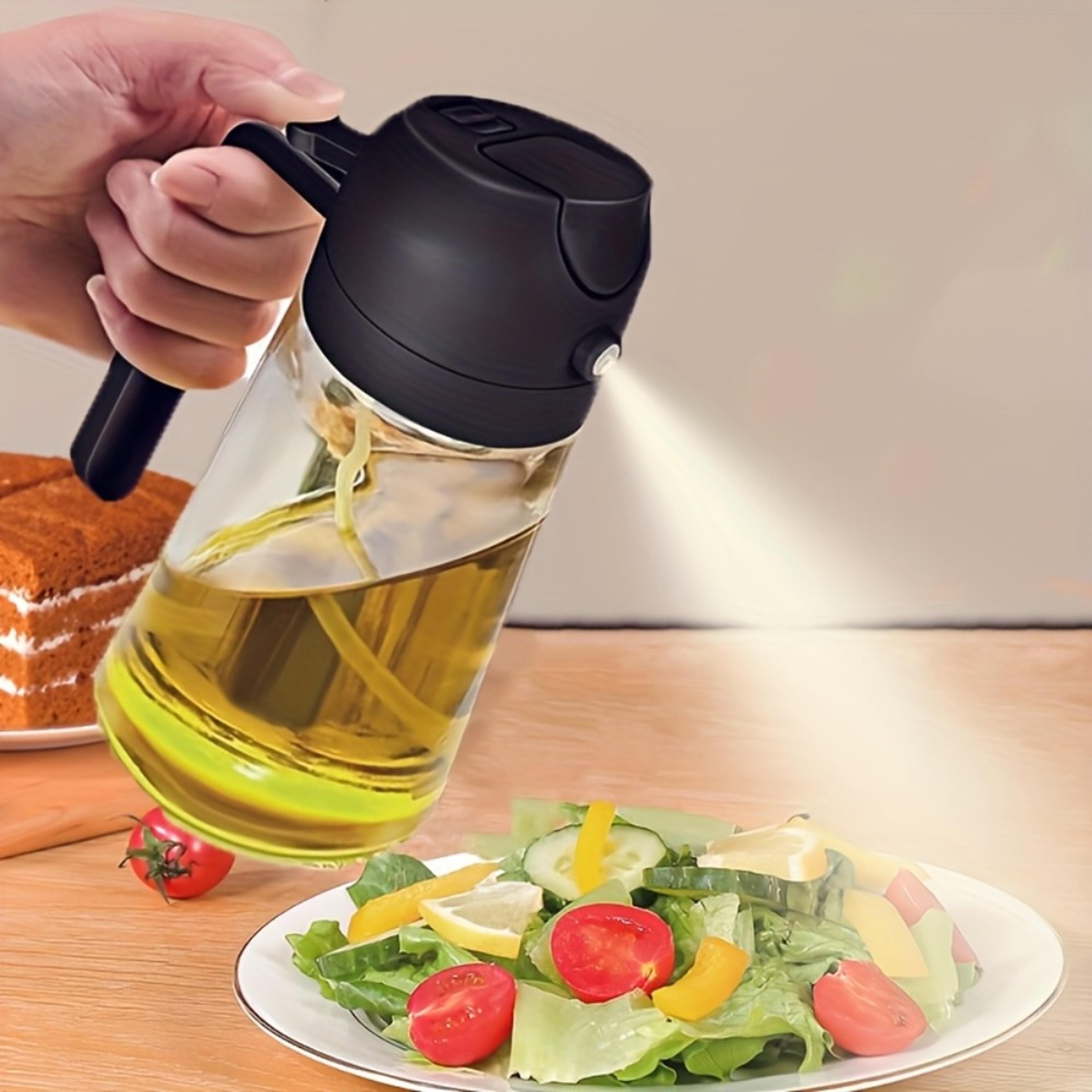 leakproof dual oil dispenser bottle bpa free plastic for cooking, salad, bbq, and air fryer easy clean kitchen tool