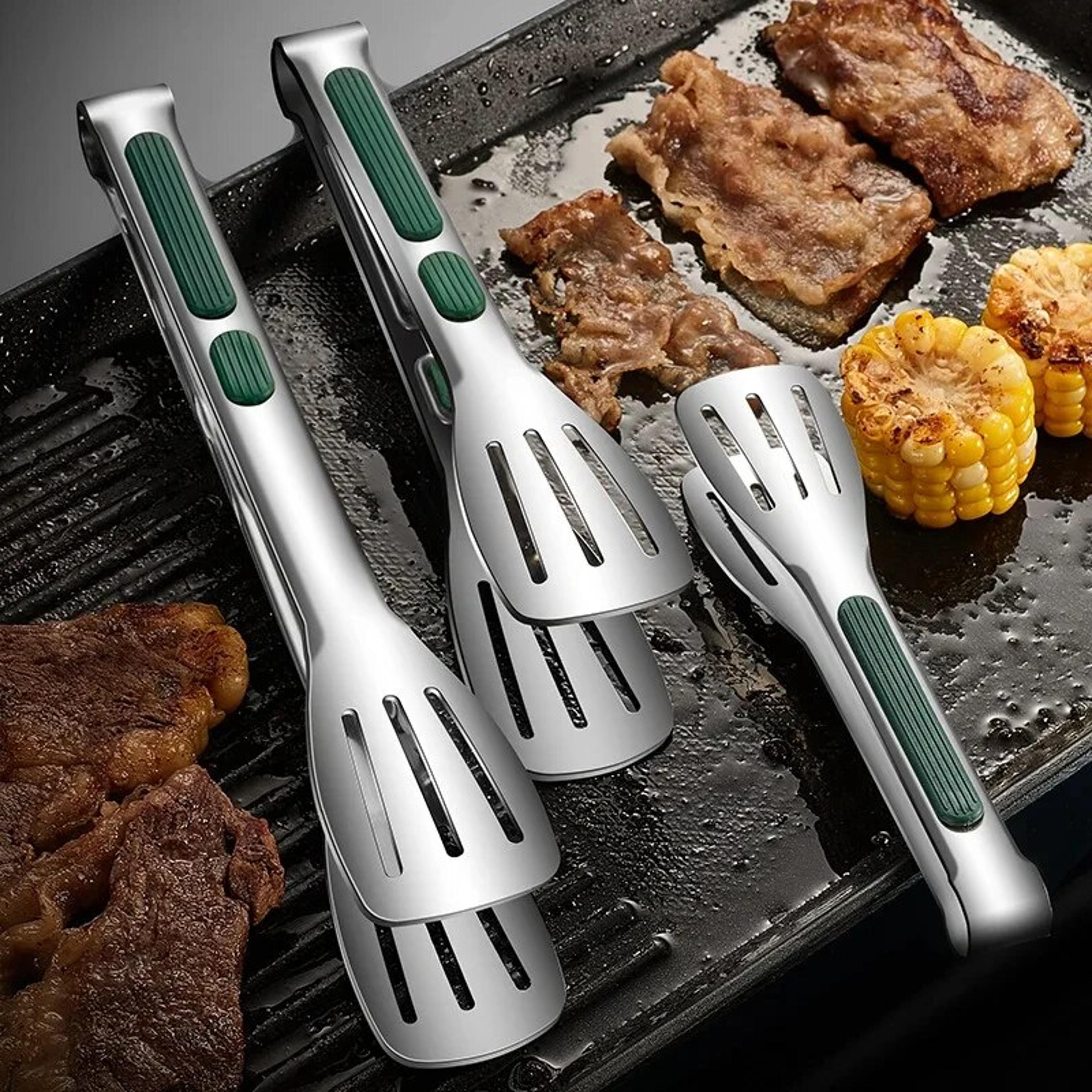 non-slip stainless steel food tongs durable cooking tongs for meat, salad, bread, and grilling