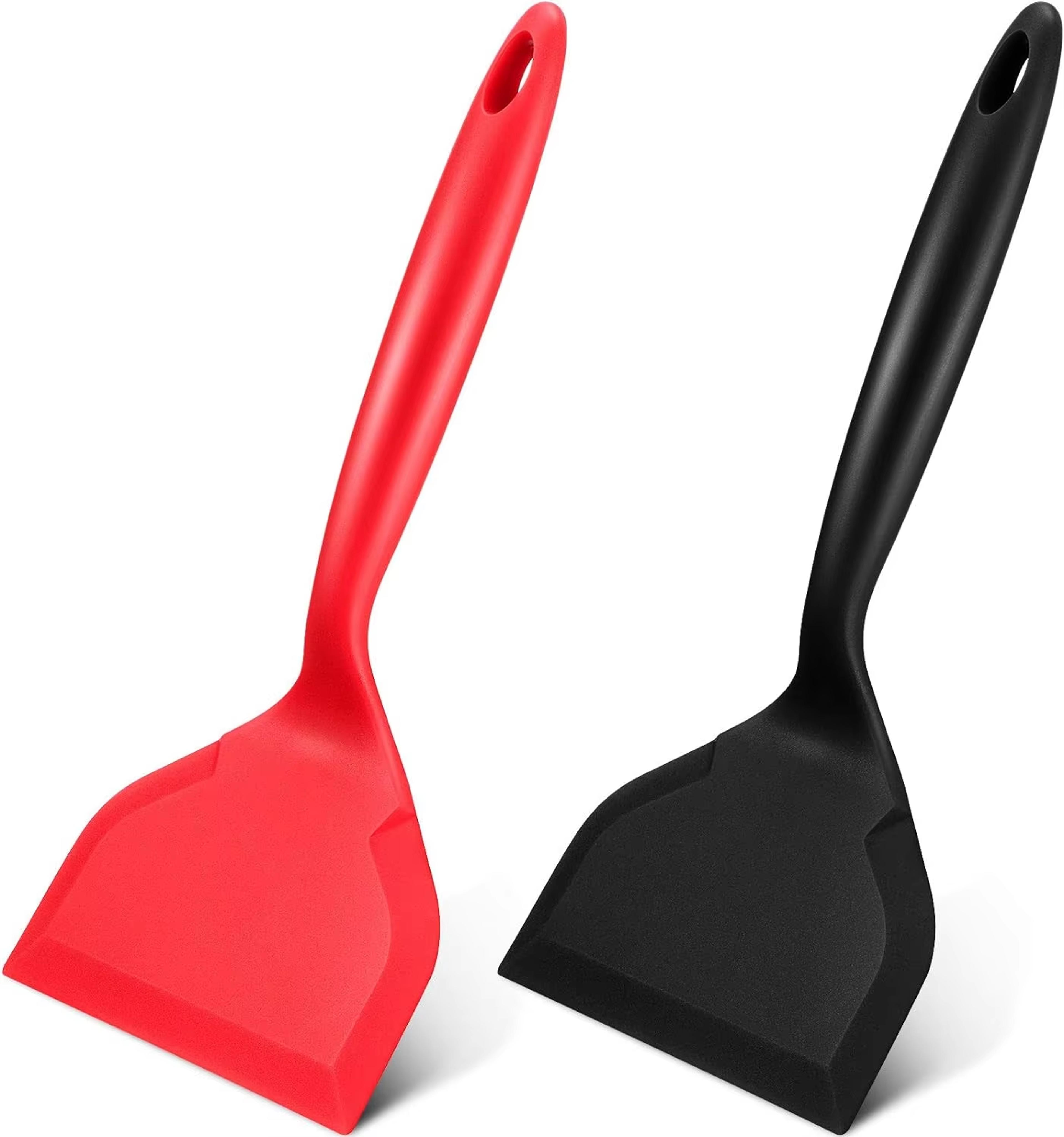 wide silicone spatula turner for nonstick cookware flexible fish & egg turner with heat-resistant handle