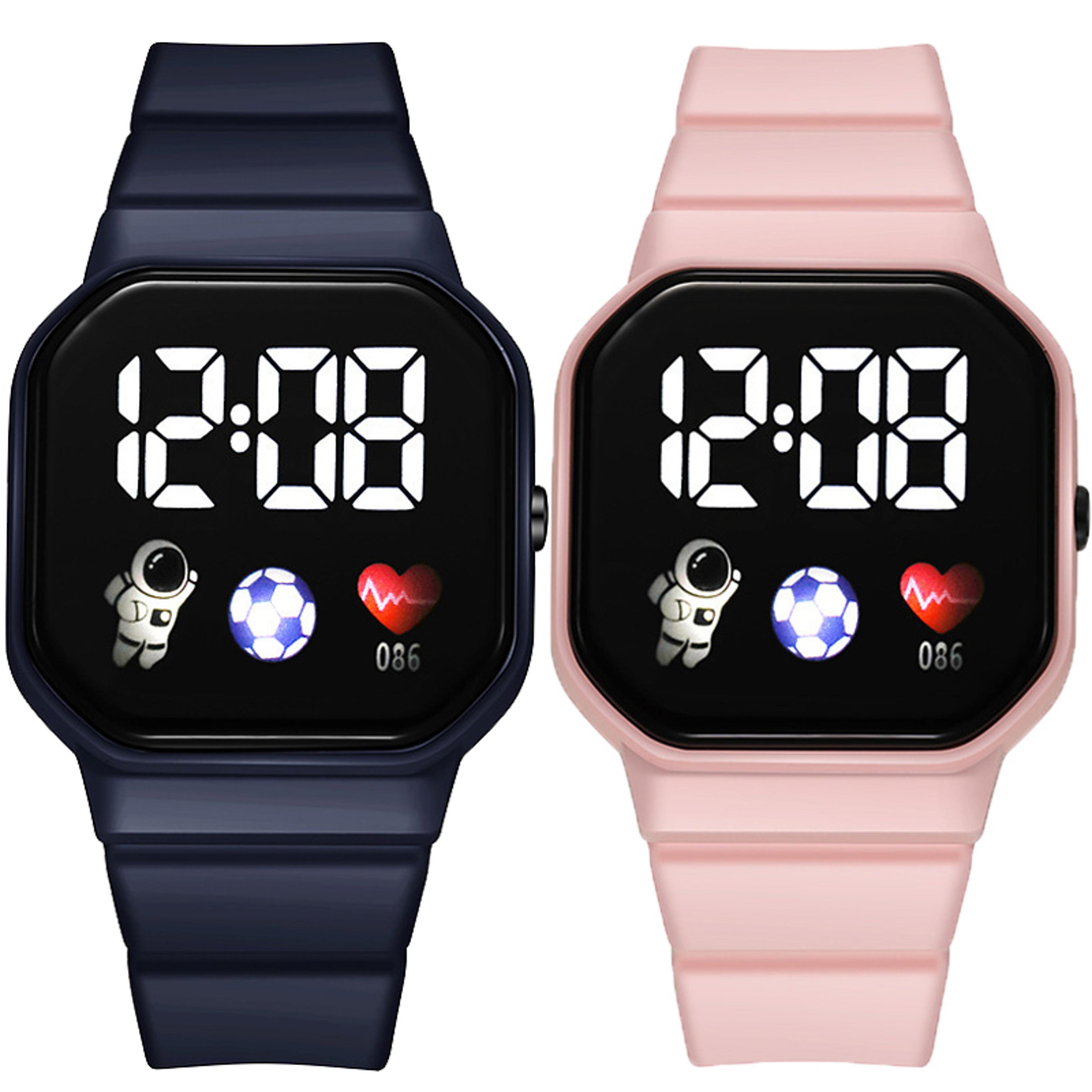 kids sport led digital watch waterproof silicone strap, electronic wristwatch for boys & girls