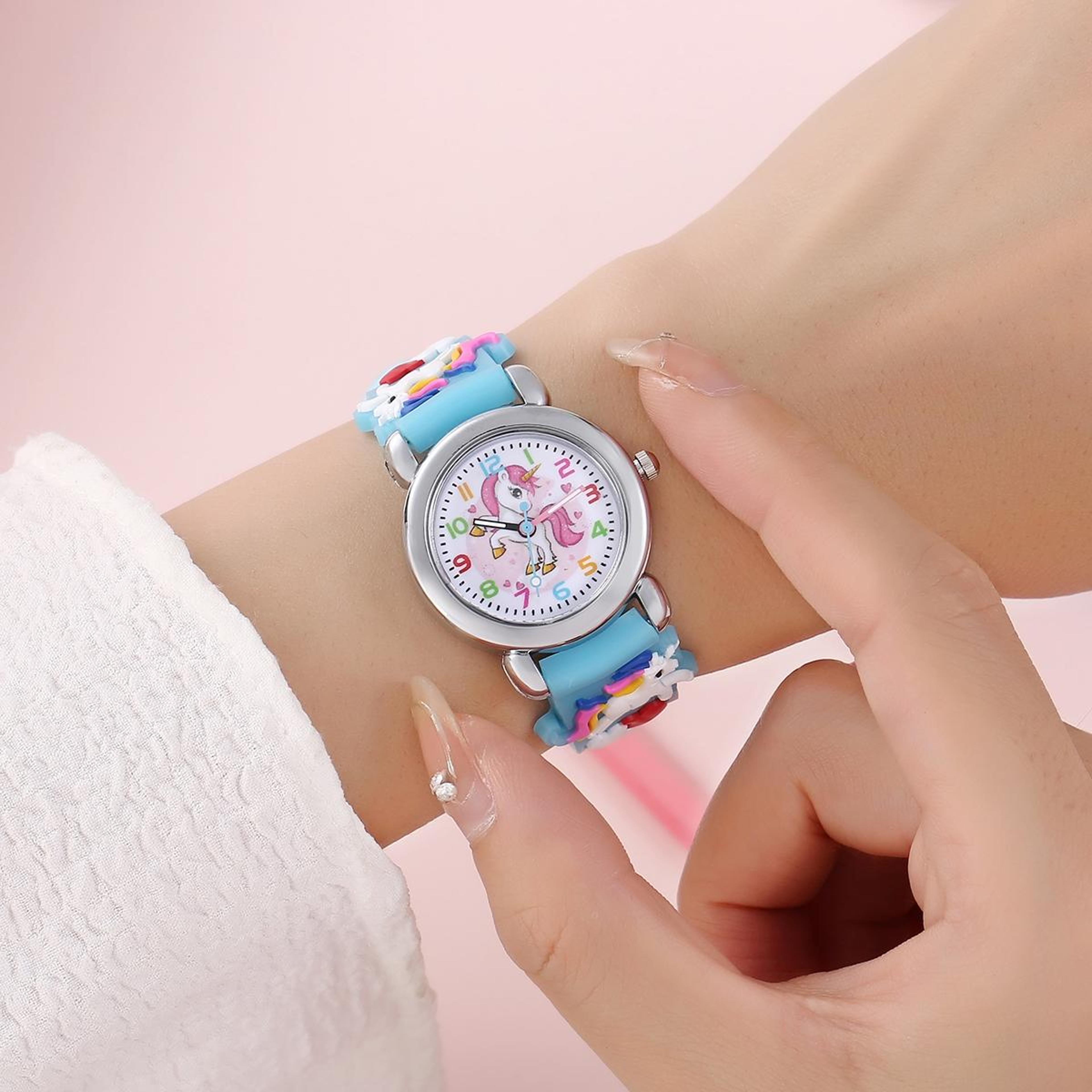 colorful cartoon unicorn quartz watch for students & kids fun, durable, and stylish!