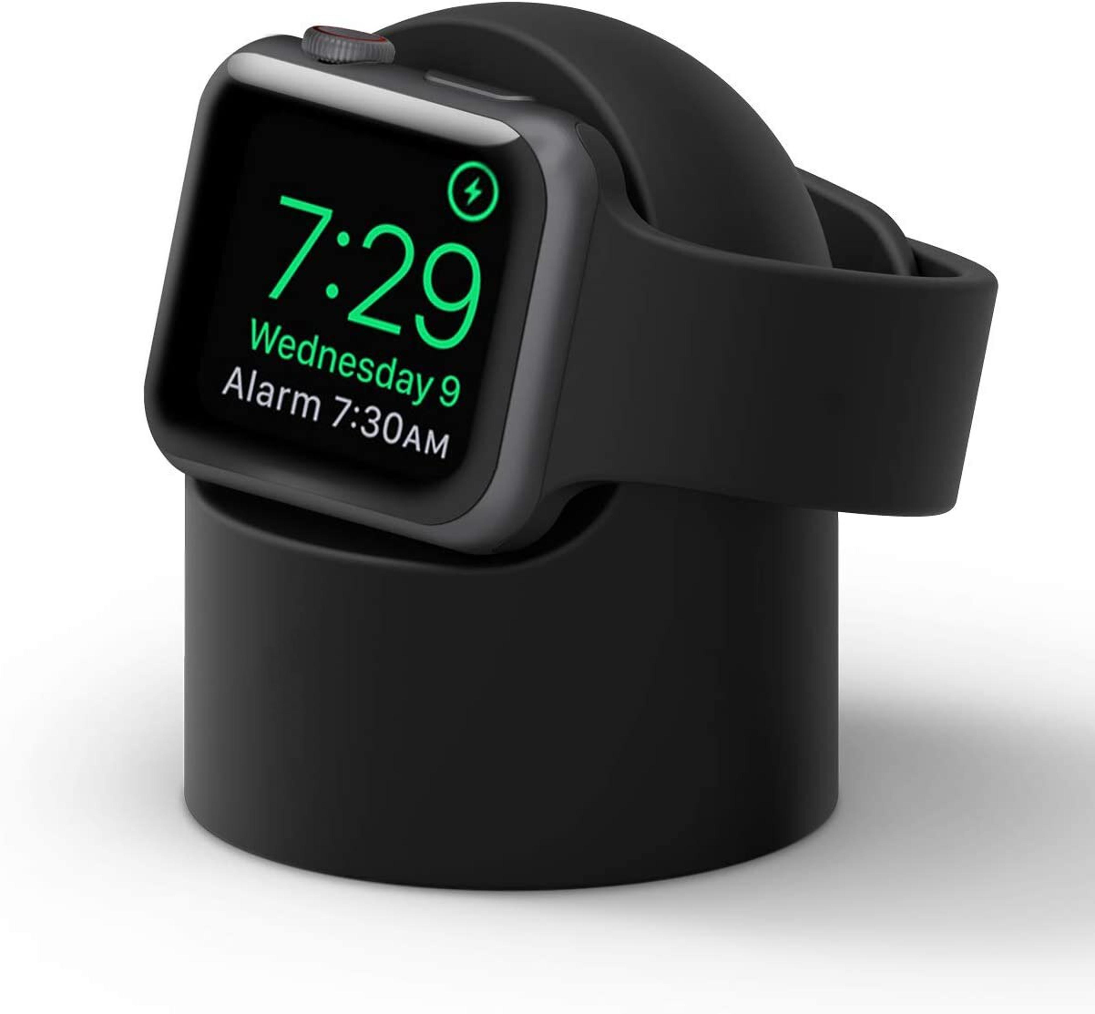 apple watch charger stand silicone charging dock for apple watch, iwatch charging holder & cable organizer