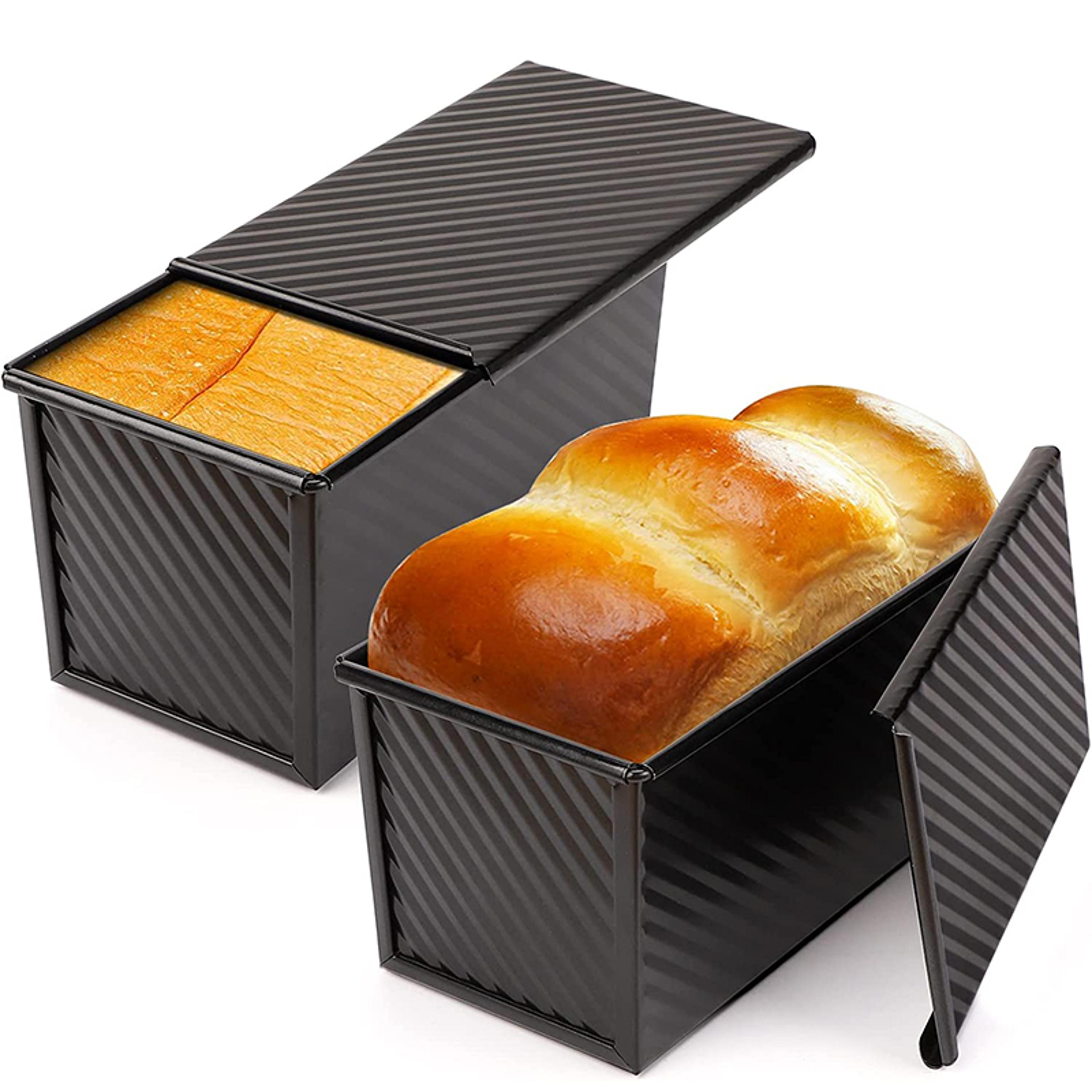 pullman loaf pan with lid non-stick carbon steel bread pan for perfect toast & cake baking