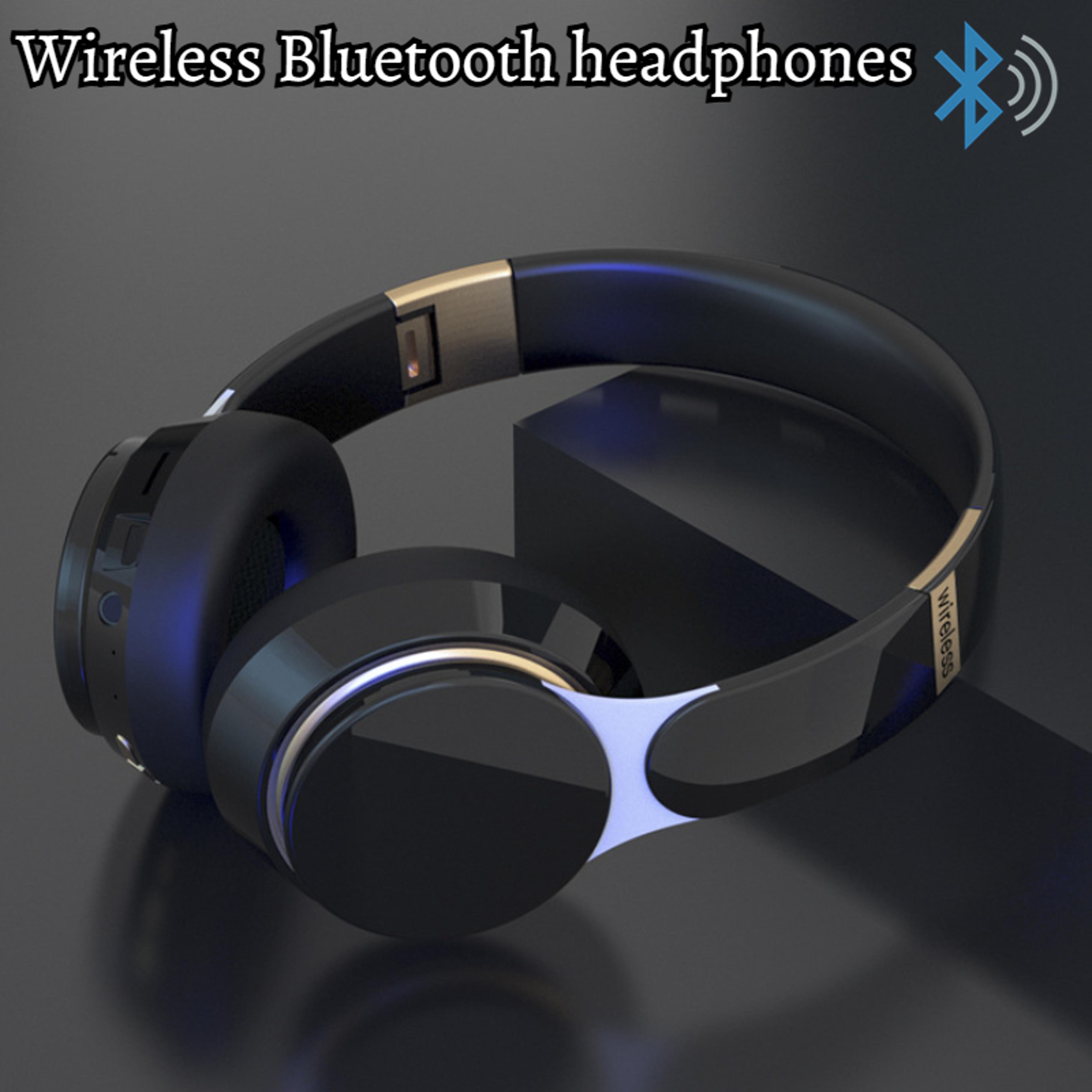 wireless bluetooth headset foldable, noise-canceling, sports earphones with hd mic & gaming bass
