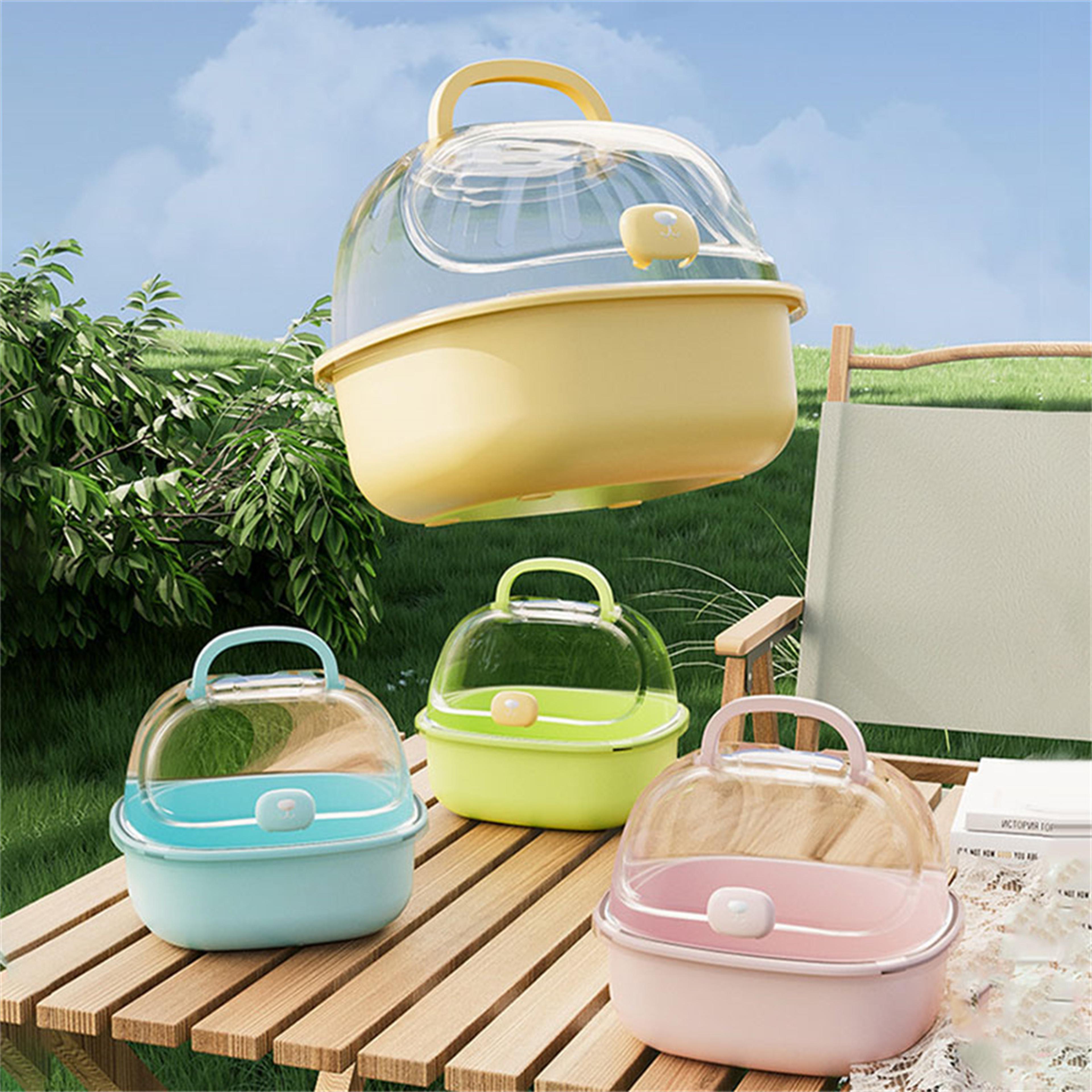 portable transparent hamster cage for outdoor use, spacious & handheld, ideal for golden retrievers & small pets