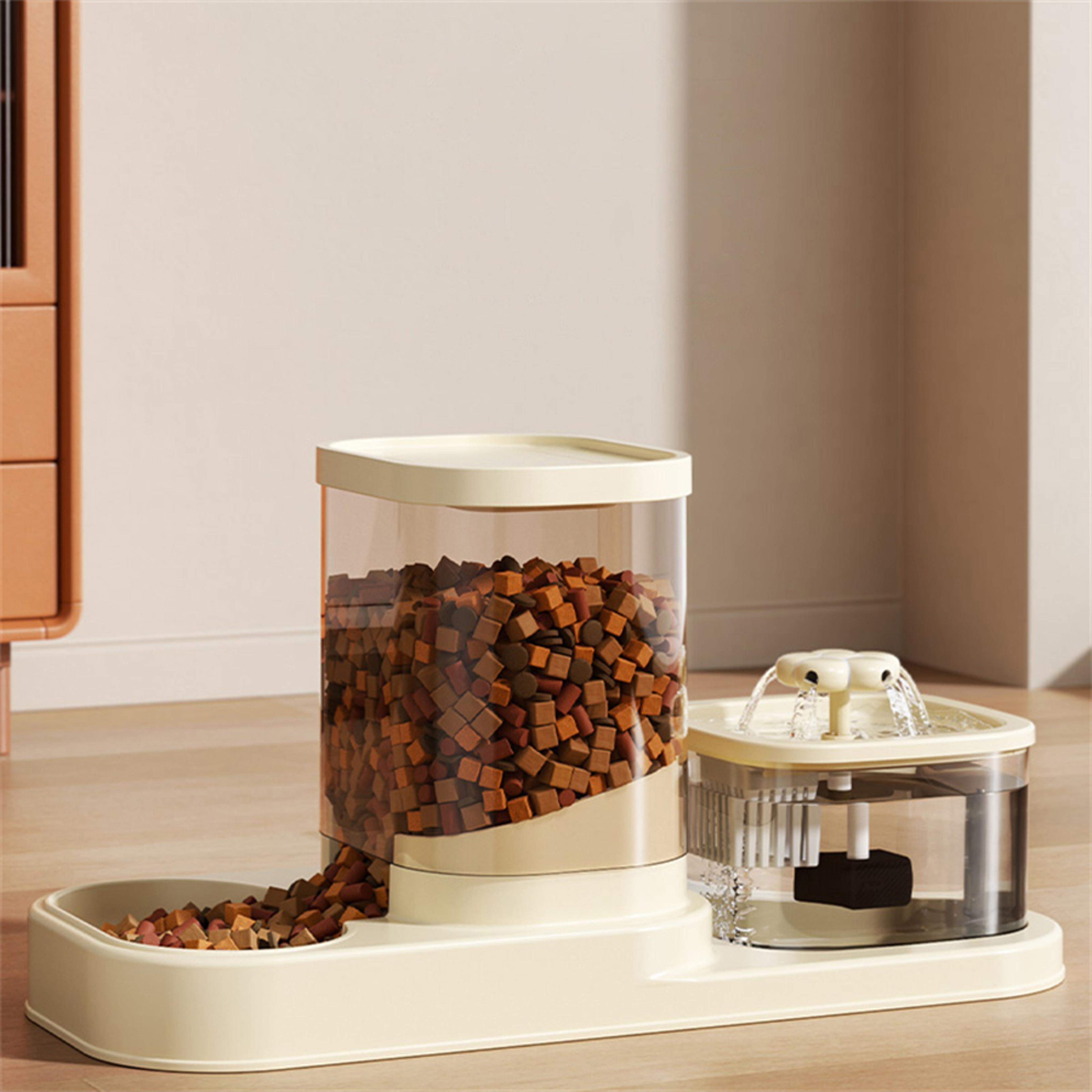 automatic cat water dispenser with circulating flow drinking and feeding solution