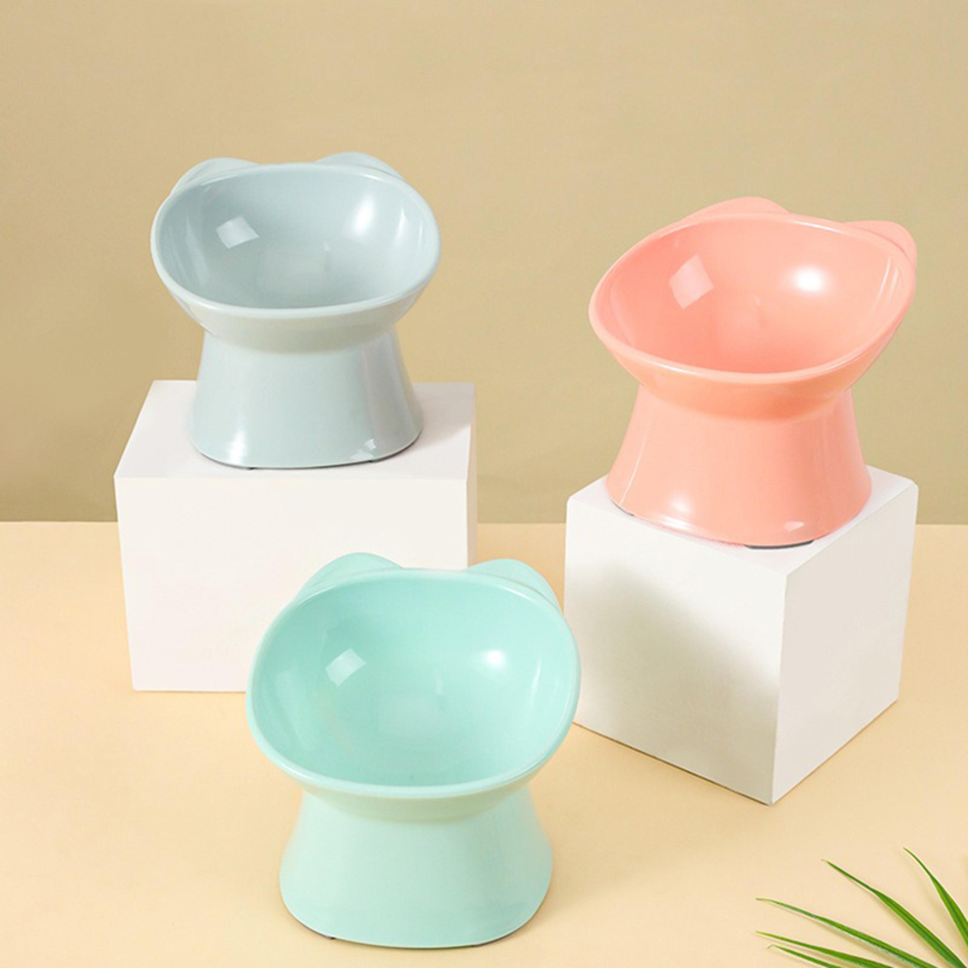 anti-tip cat bowl with double ears and high legs