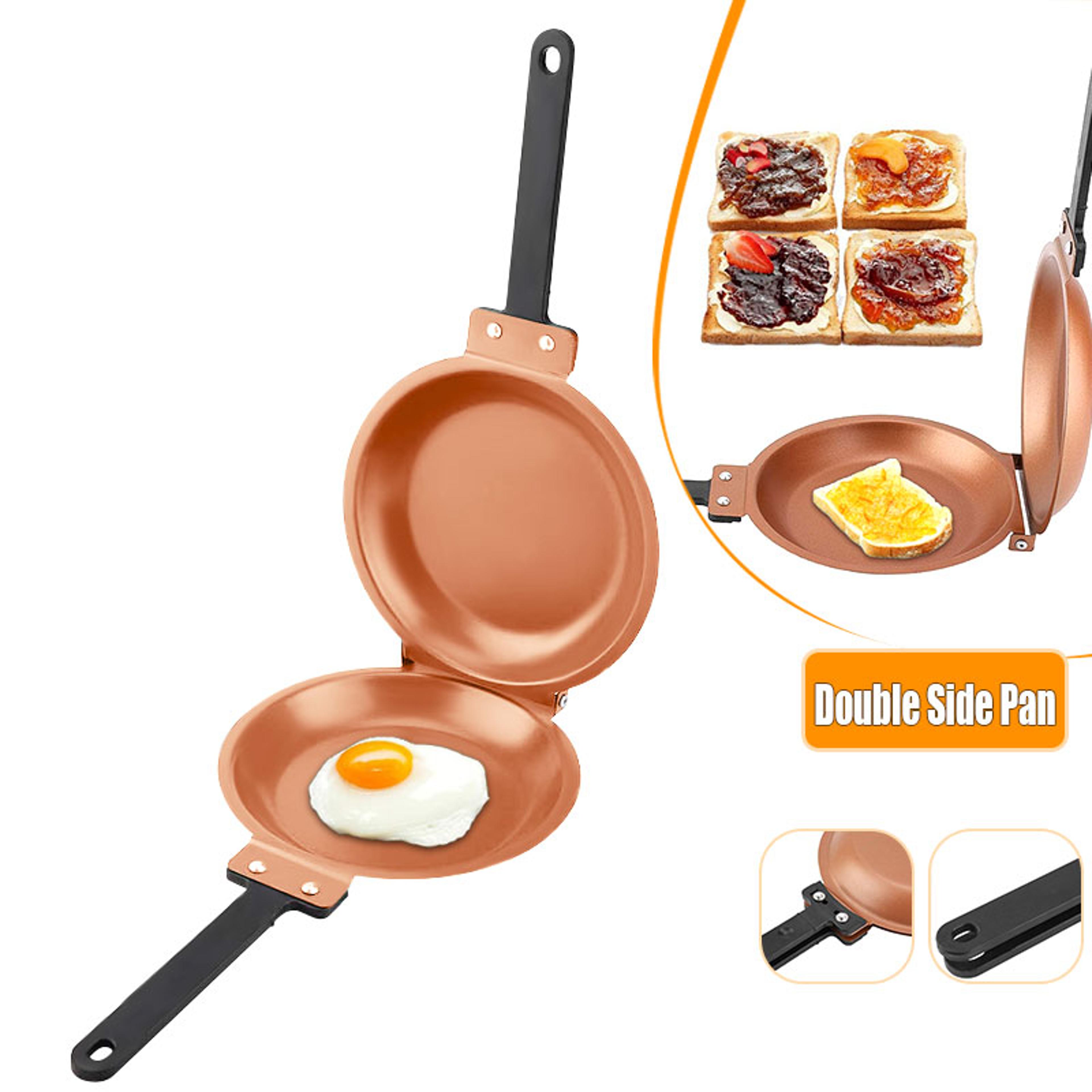 non-stick double side pancake pan ceramic coating flip frying pan for eggs, pancakes & grilling