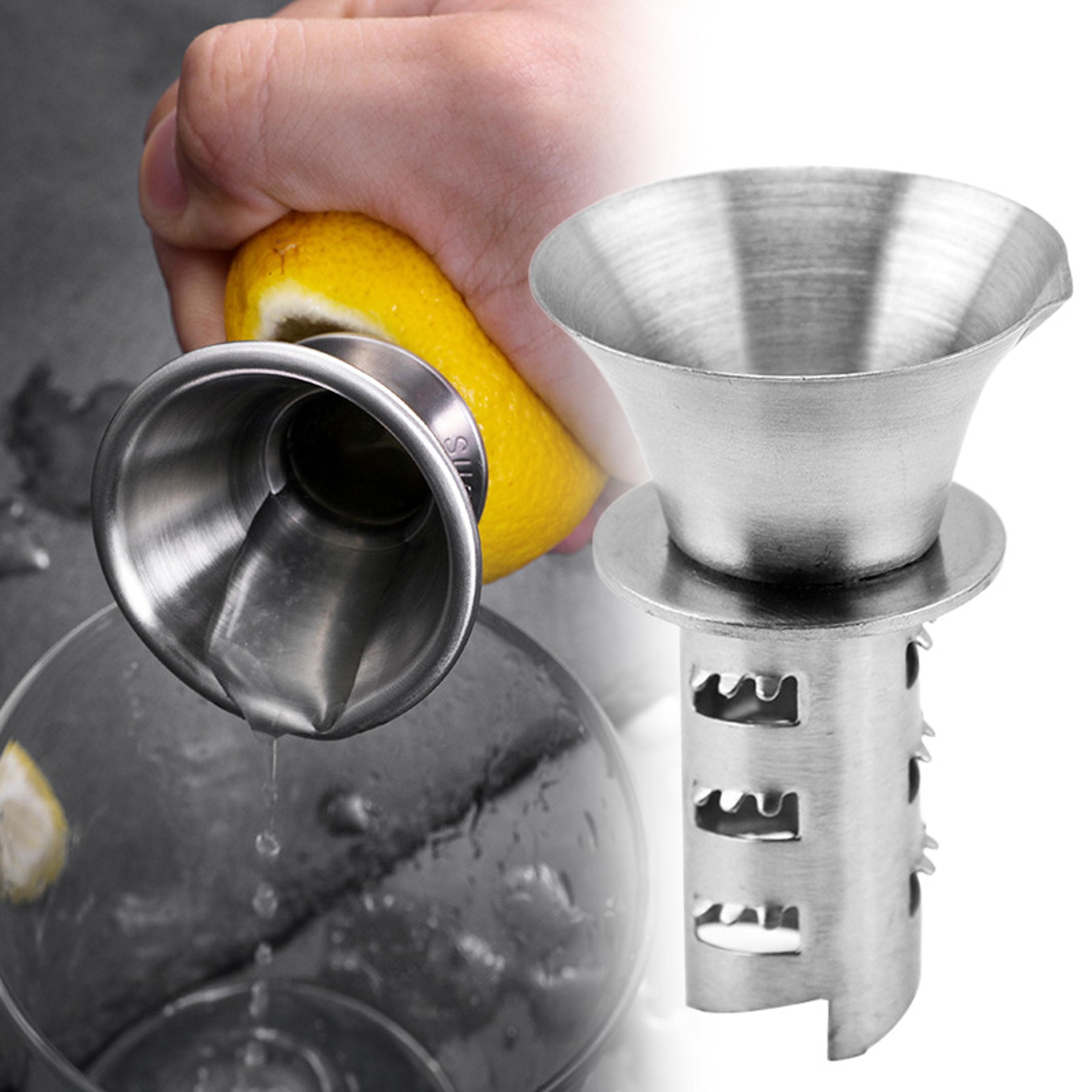 stainless steel hand juicer for lemon, orange, lime & citrus manual juice squeezer with screw pourer