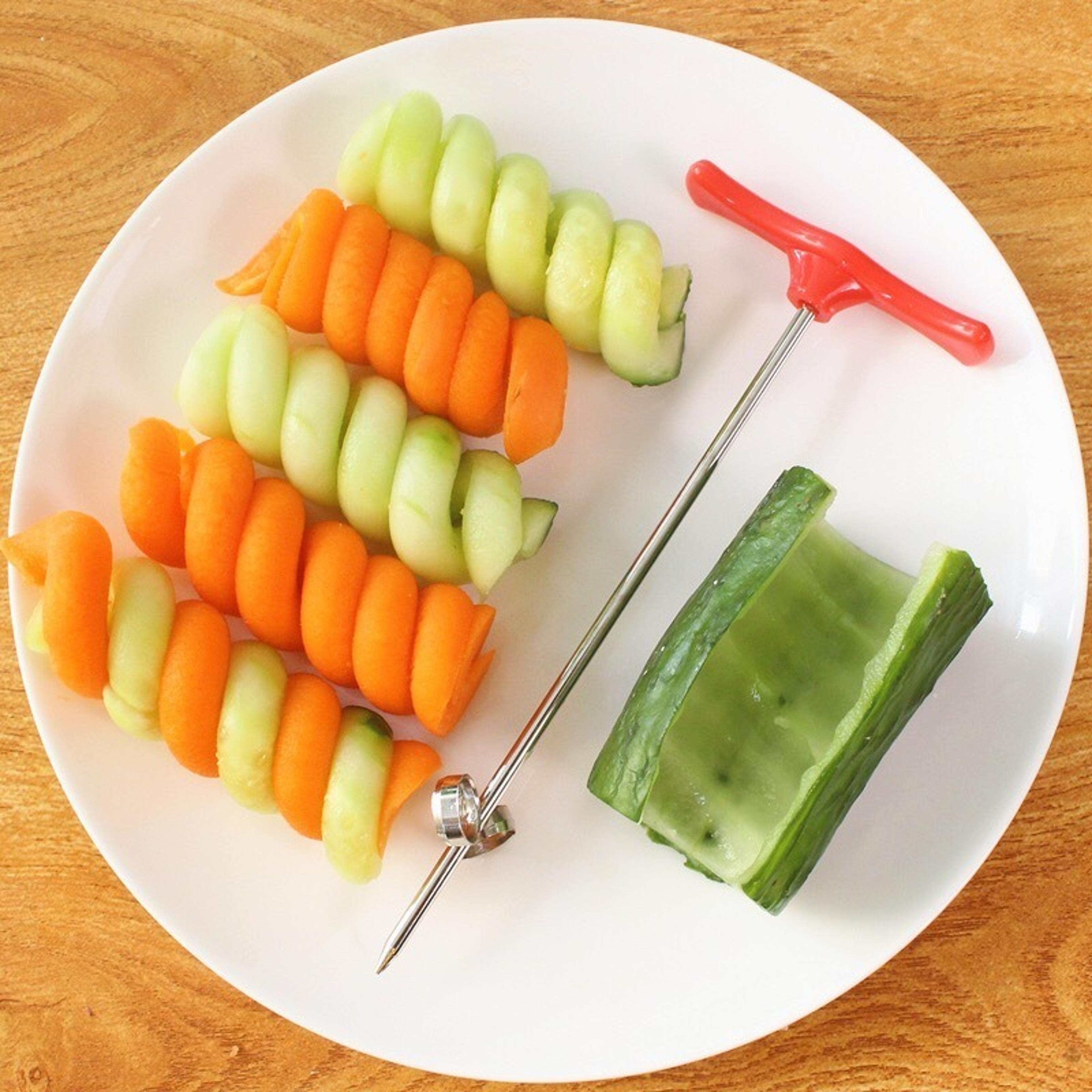 stainless steel vegetable spiral cutter for potatoes, carrots & cucumbers diy fruit & vegetable decoration knife