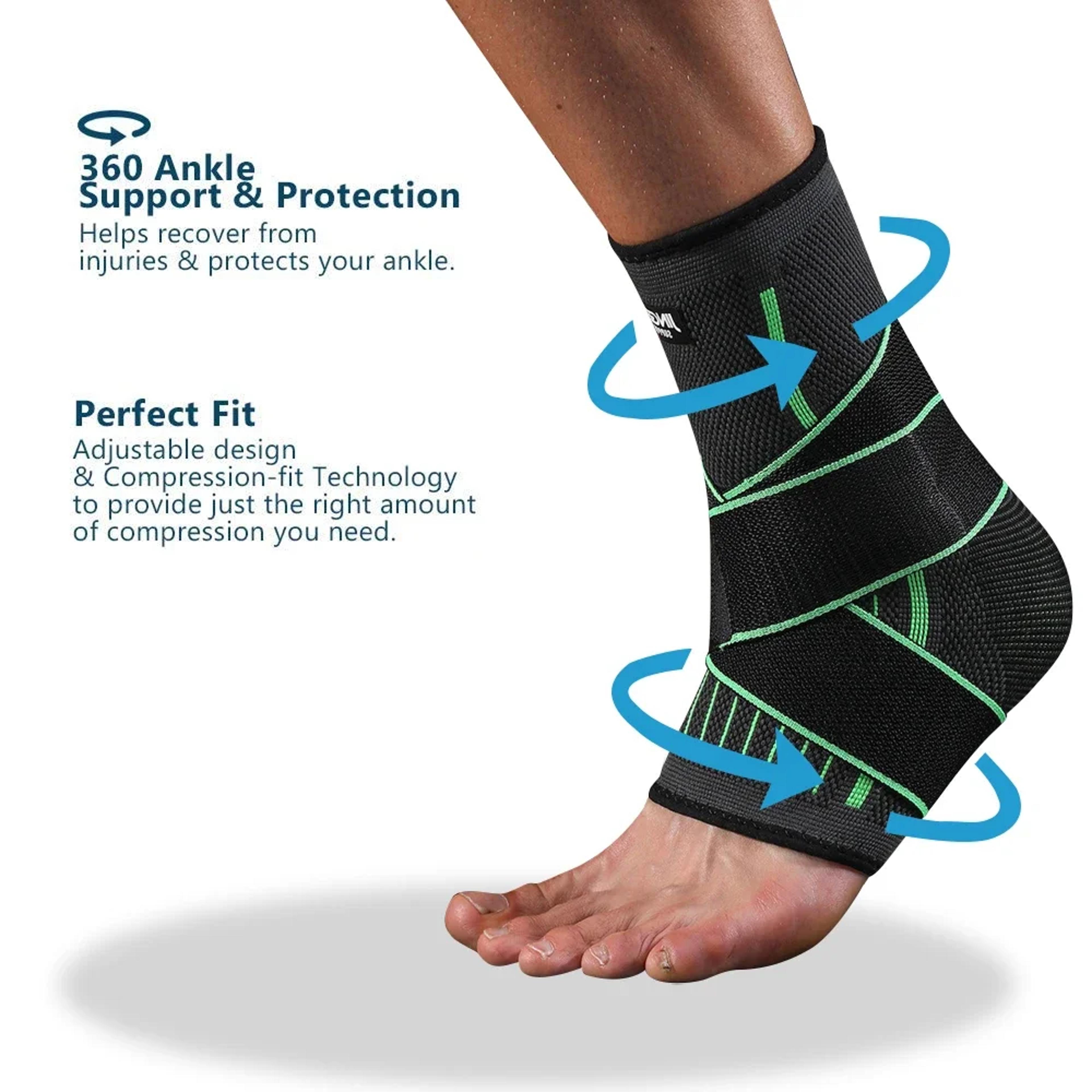 adjustable elastic ankle brace compression sleeve for foot support & pain relief