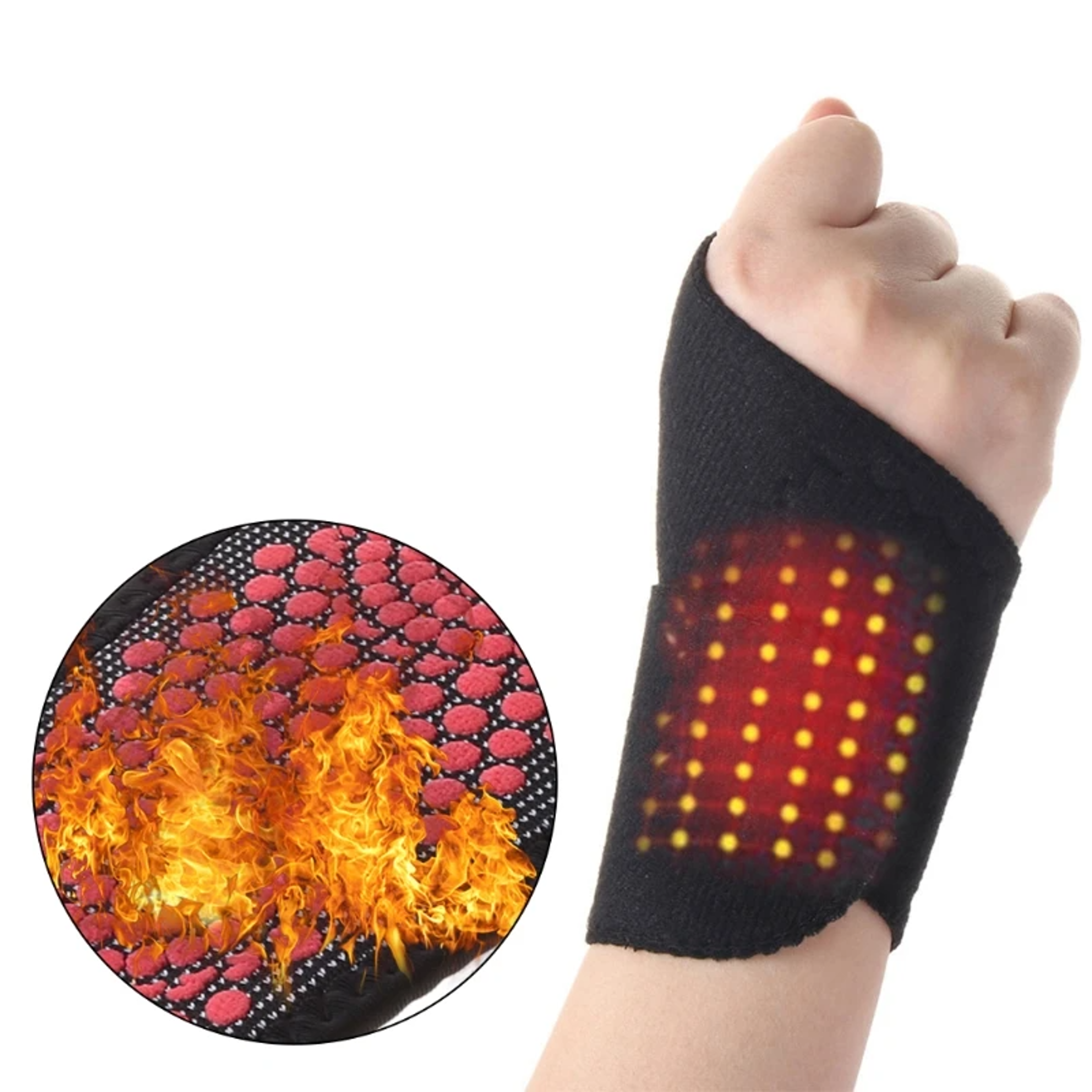self-heating magnetic therapy wrist wrap for pain relief & hand warmth