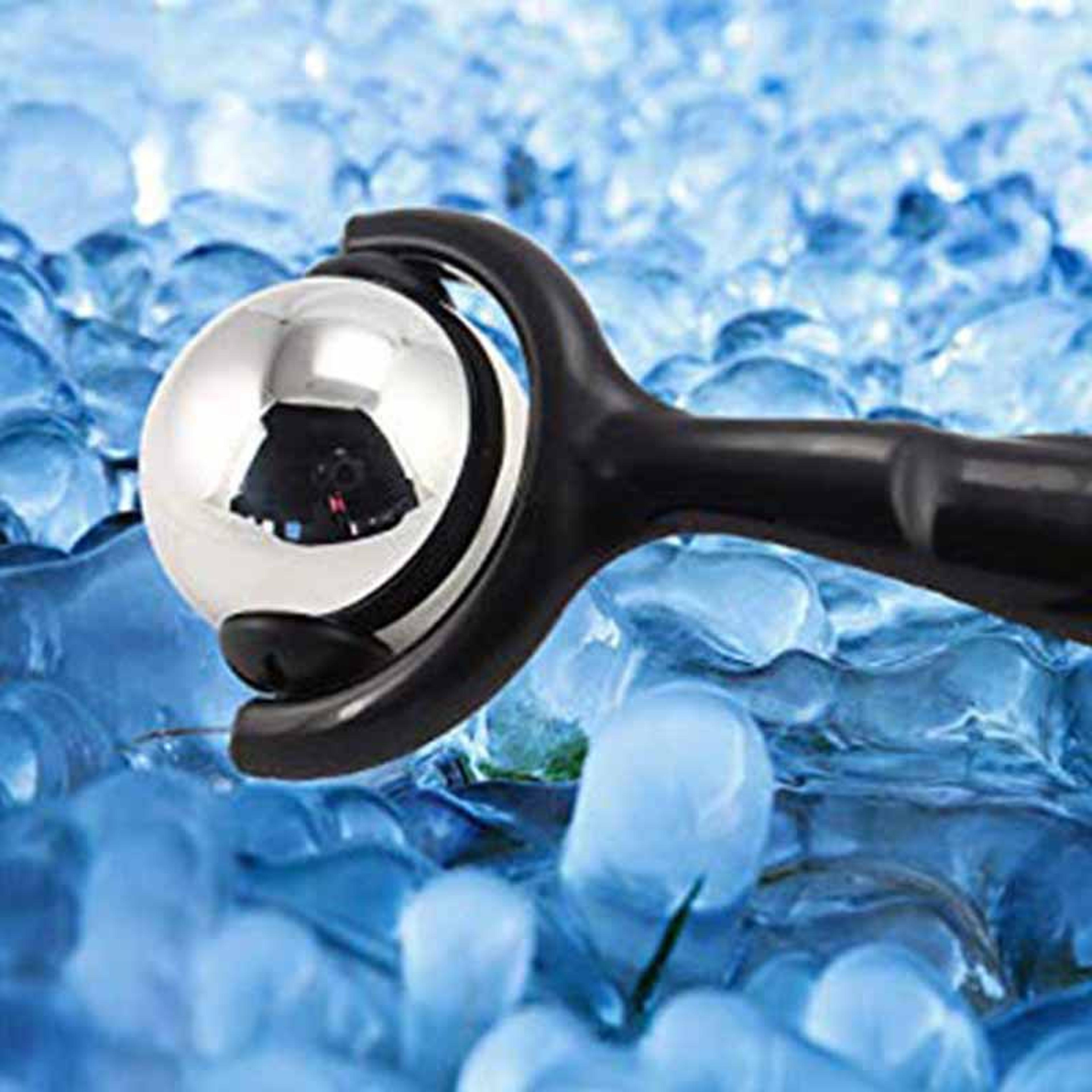stainless steel handheld massage ball for muscle relief & ice therapy, portable sports roller for body relaxation