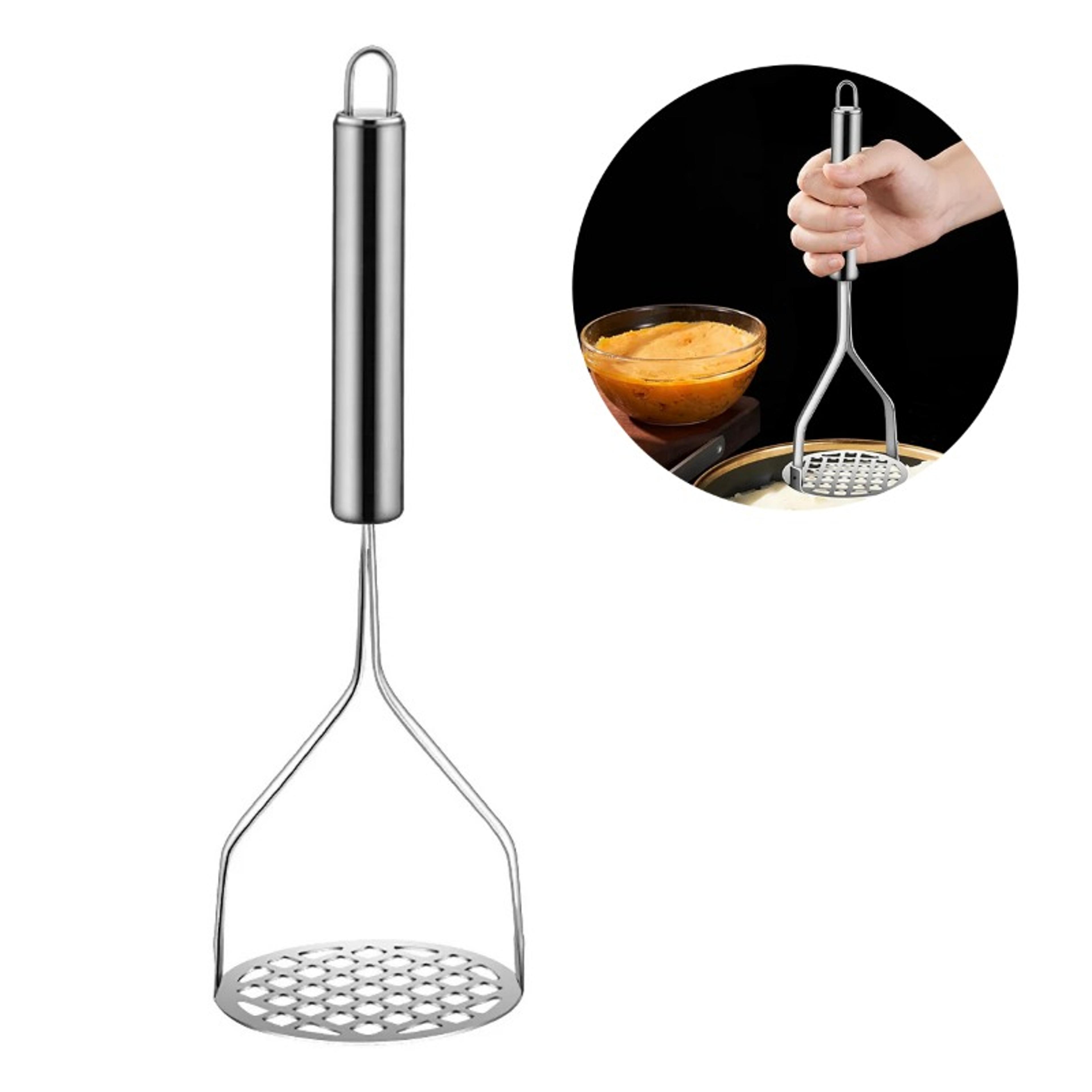 stainless steel potato masher & ricer purple sweet potato, pumpkin grater & puree tool for easy kitchen preparation