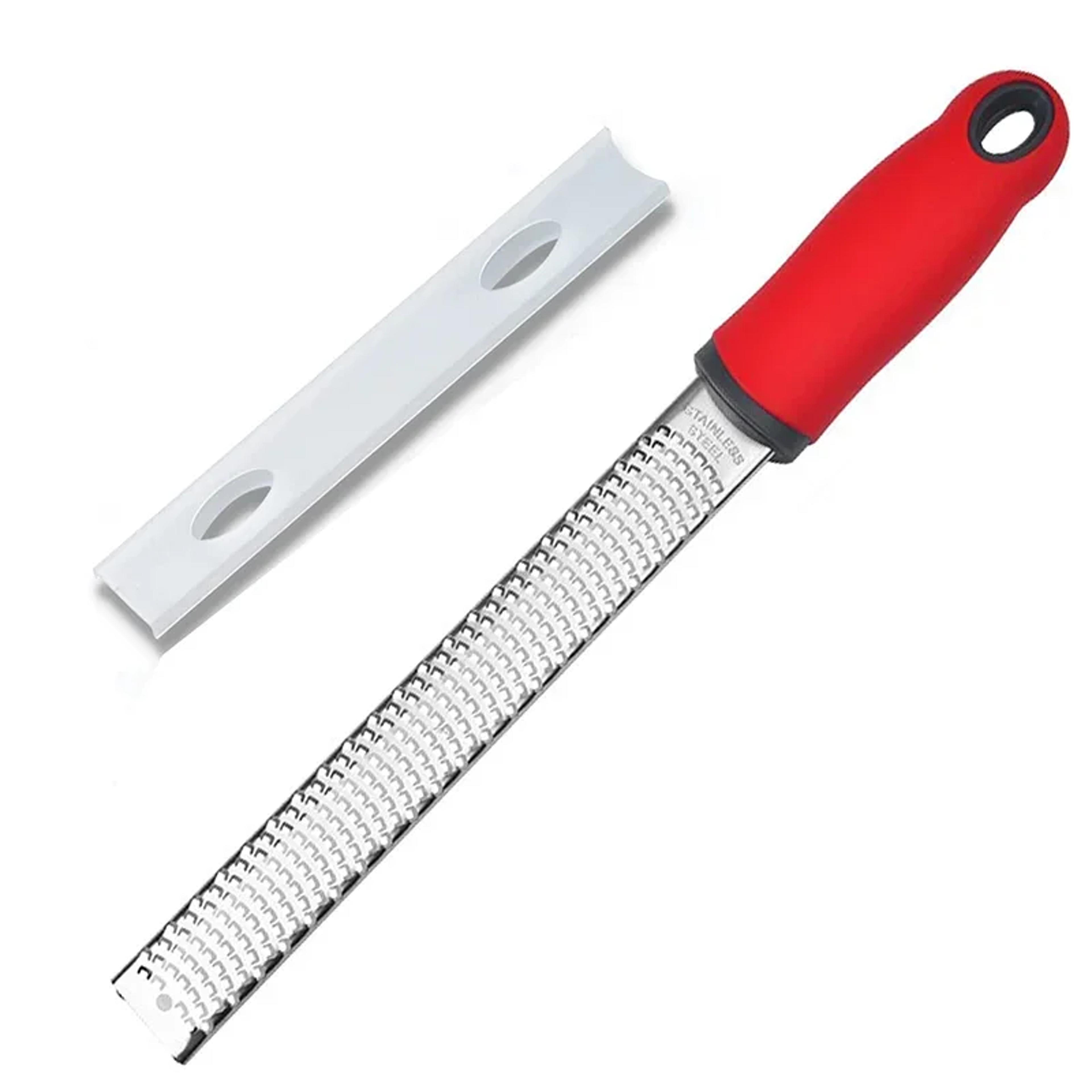 stainless steel cheese grater & lemon zester with non-slip comfort handle and protective cover