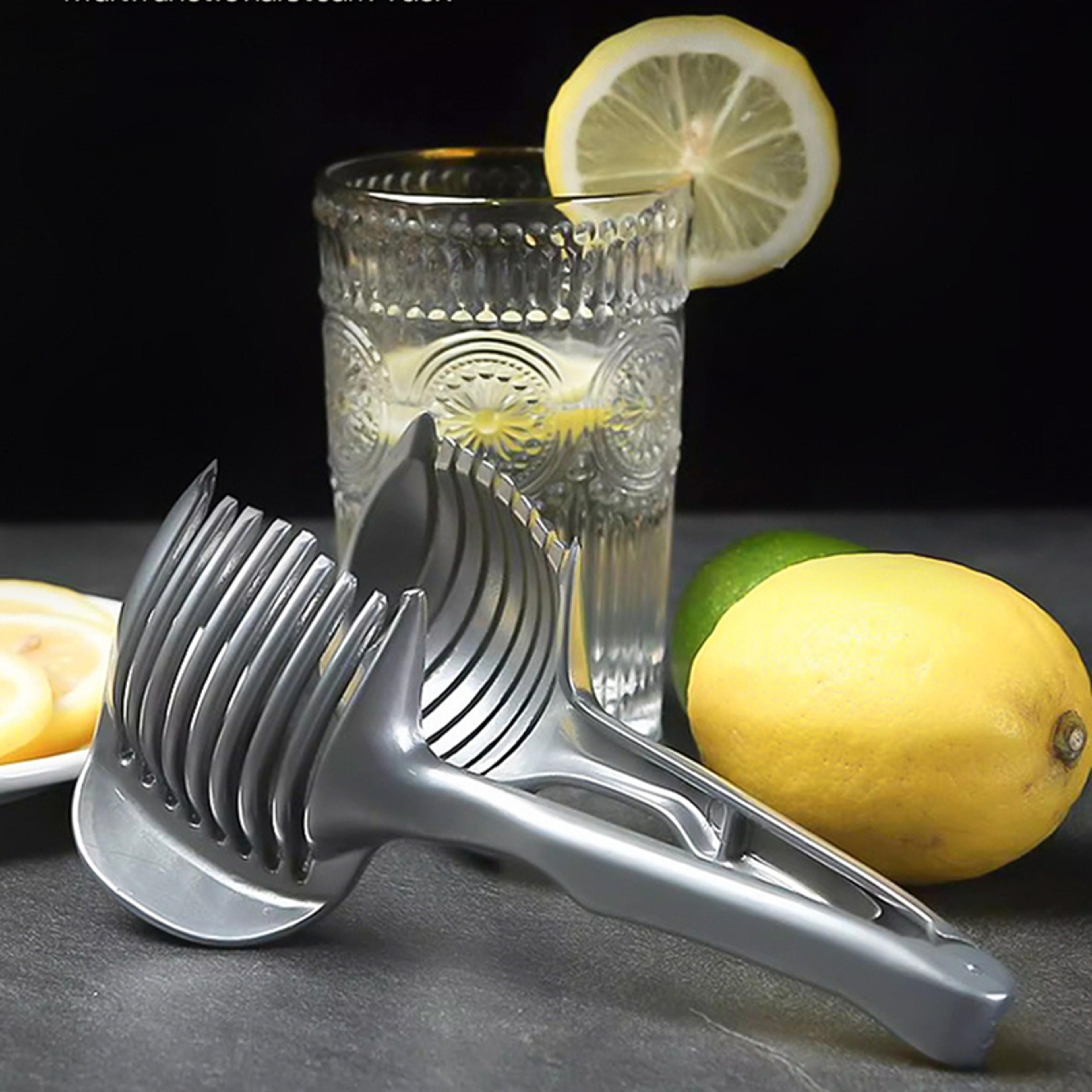 stainless steel handheld fruit and vegetable slicer lemon, orange, tomato, onion cutter