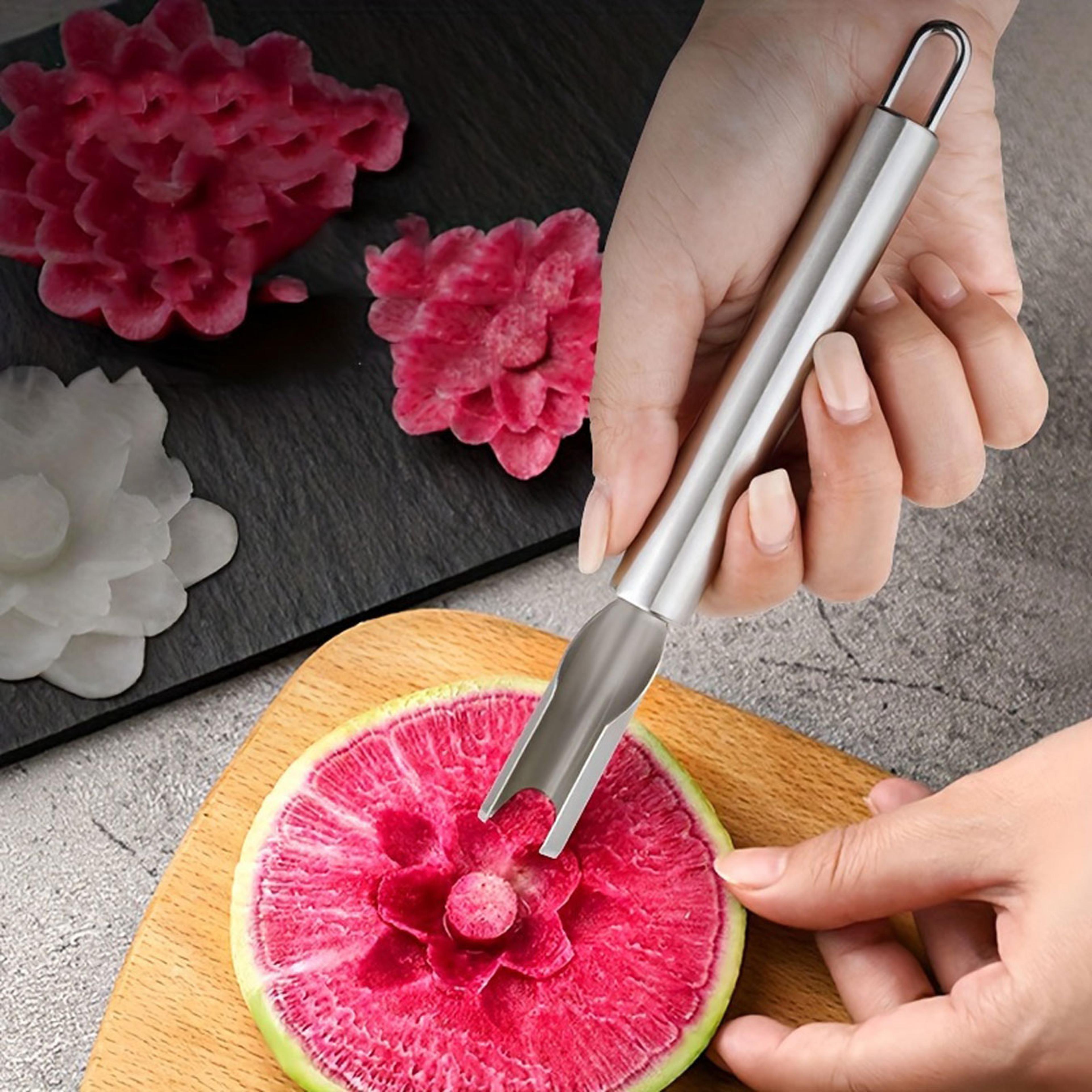 stainless steel three-piece fruit and vegetable carving knife set water drop & petal shape tools