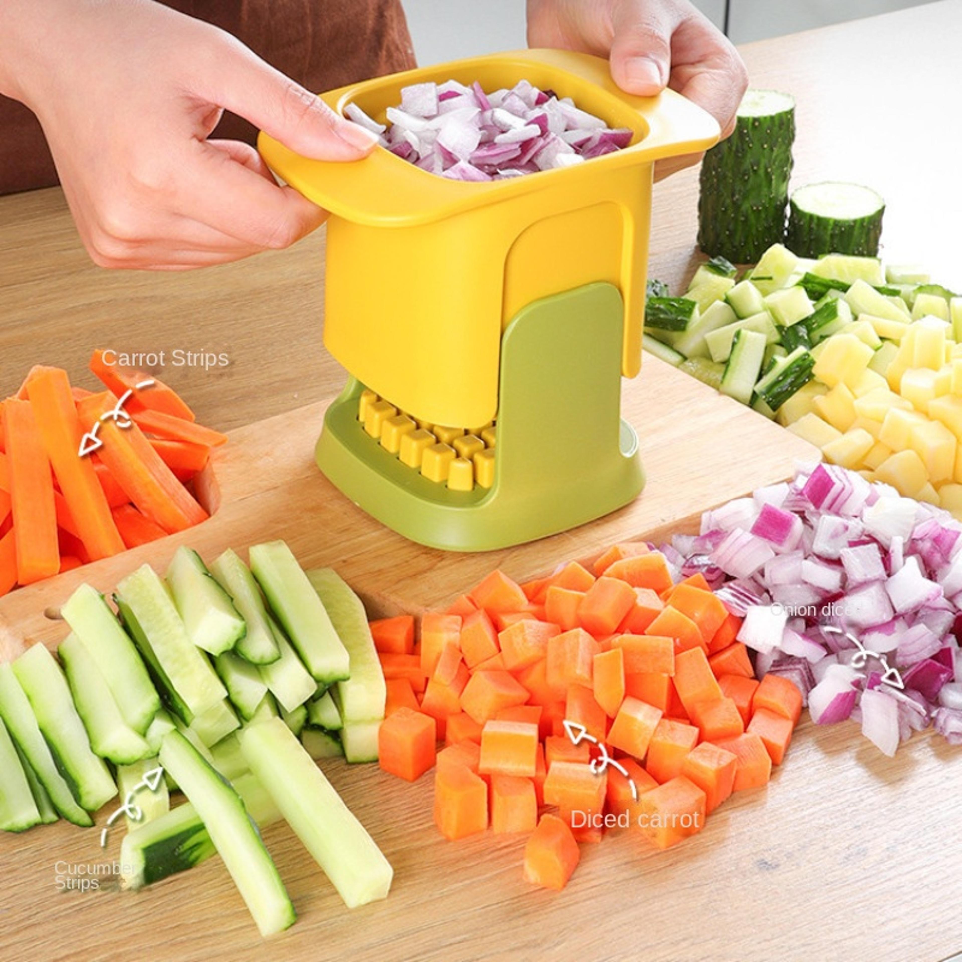 multifunctional vegetable chopper french fries cutter, onion dicer, potato slicer, and cucumber slicer for effortless