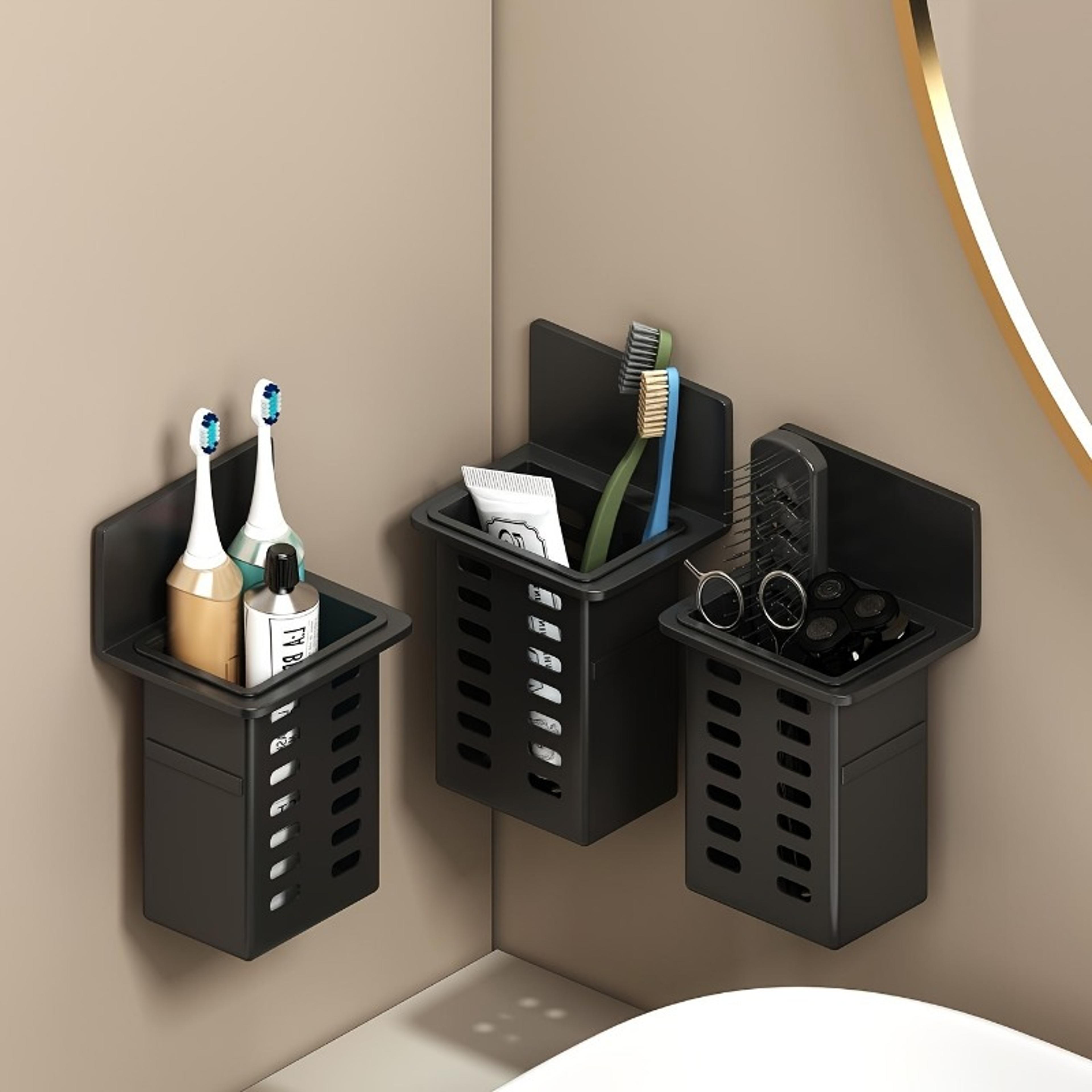 functional wall-mounted toothbrush and toothpaste storage rack for bathroom