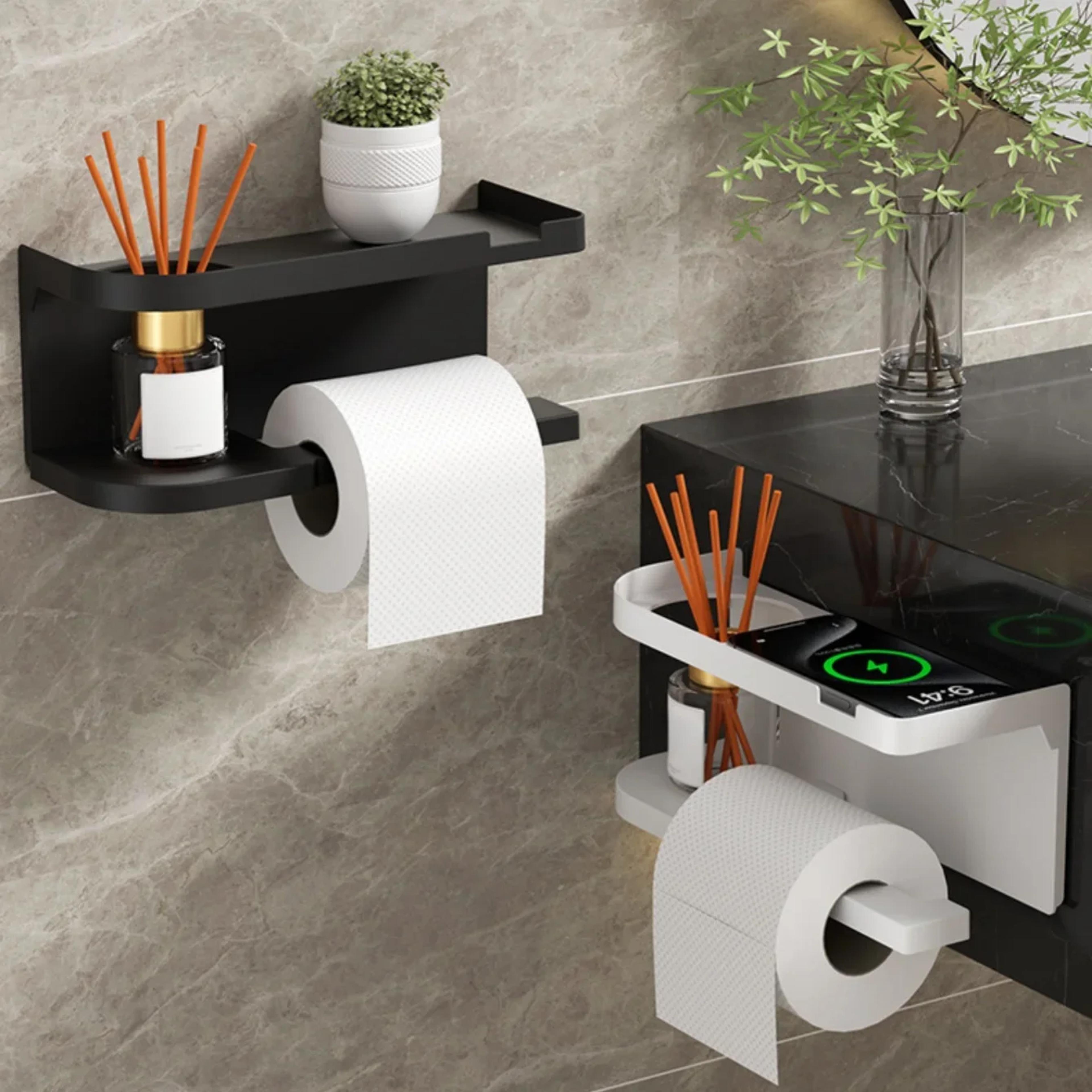 wall mounted tissue holder space-saving, no drill installation, smooth pull-out design
