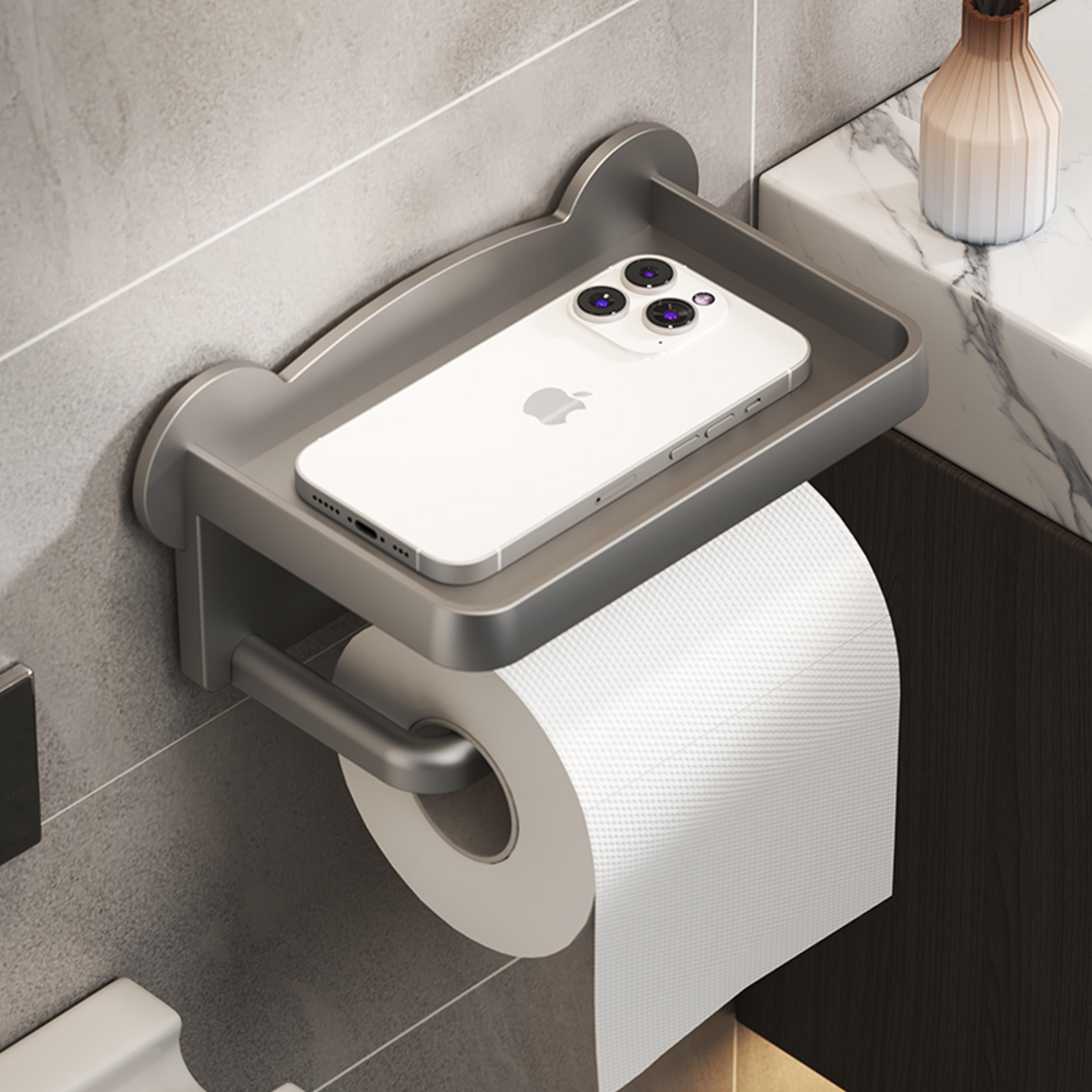 bear head toilet paper holder wall-mounted, no drilling, easy installation, cute tissue dispenser