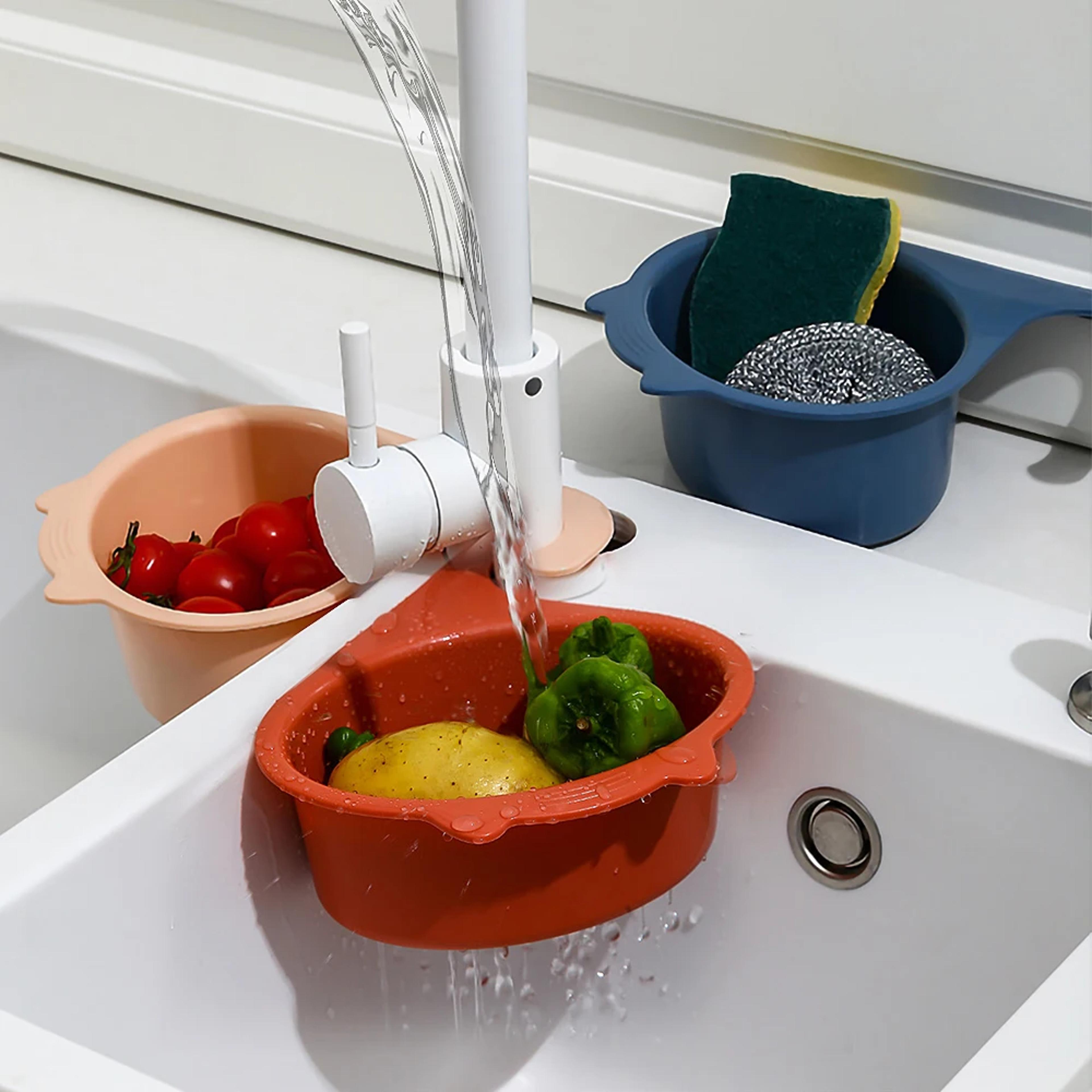 cat shape faucet filter basket multifunctional kitchen sink organizer for fruits, vegetables & more