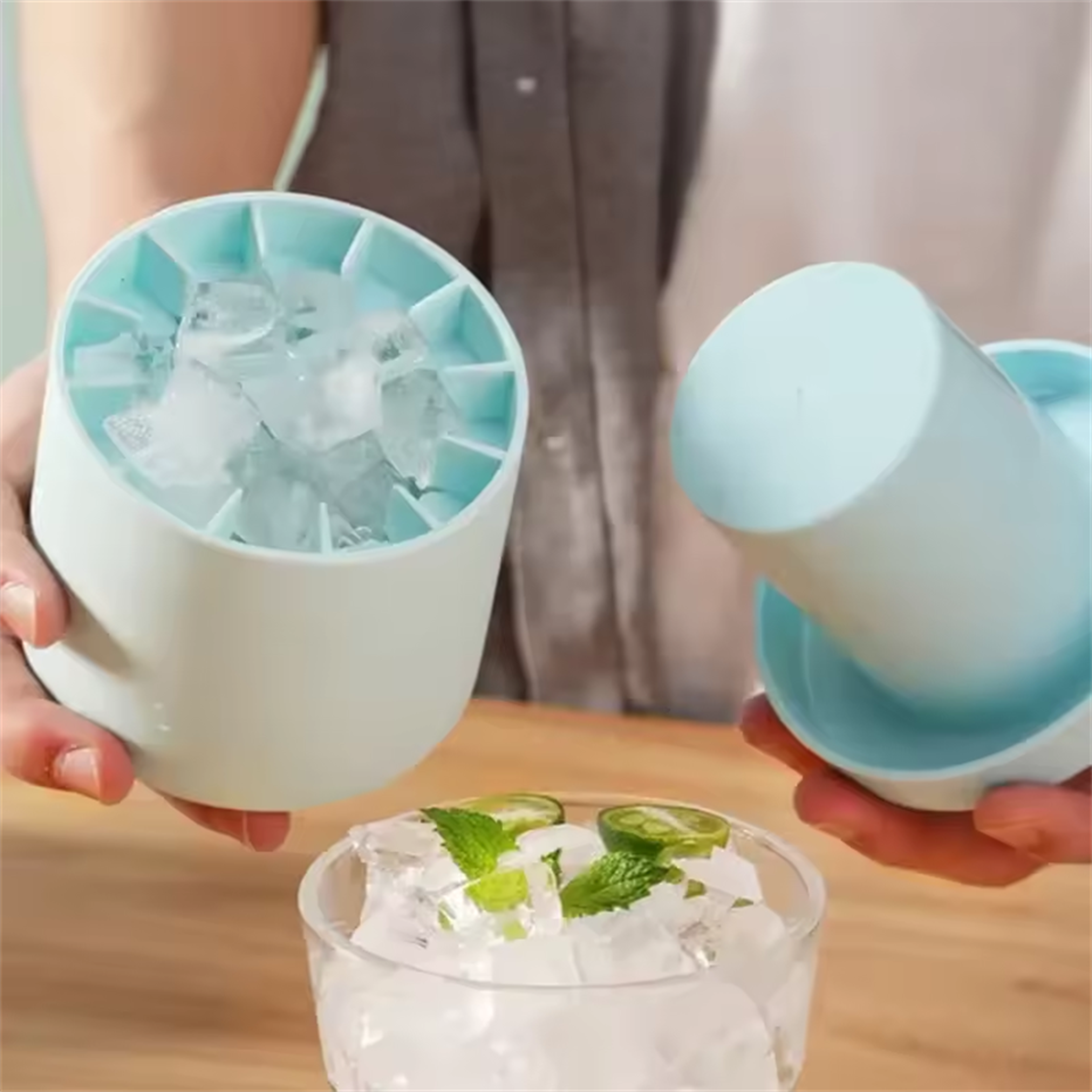 food-grade silicone ice cube mold with lattice design quick freezing ice storage box for home use