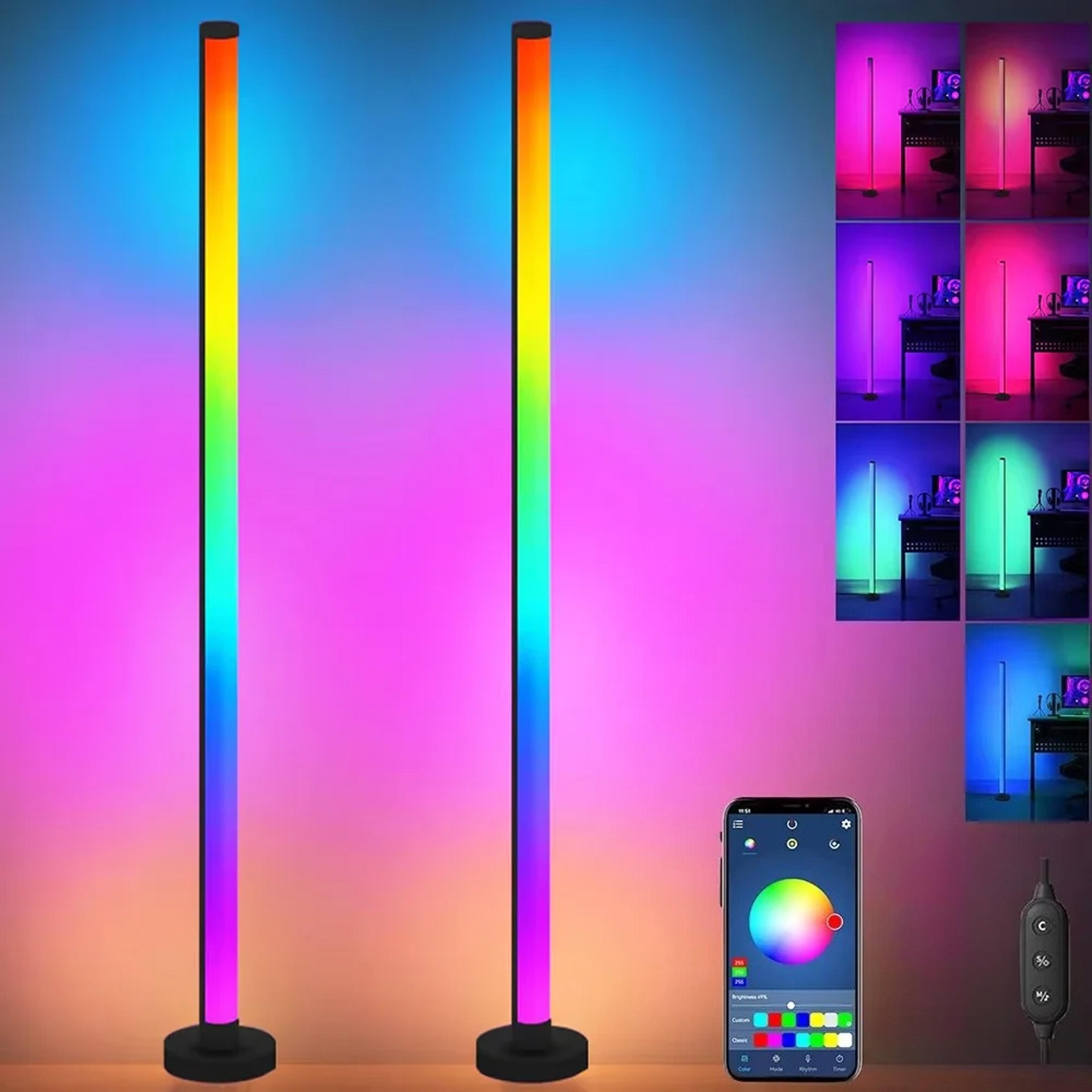 smart led floor lamp with rgb, music sync & remote control modern mood lighting for living room & gaming spaces