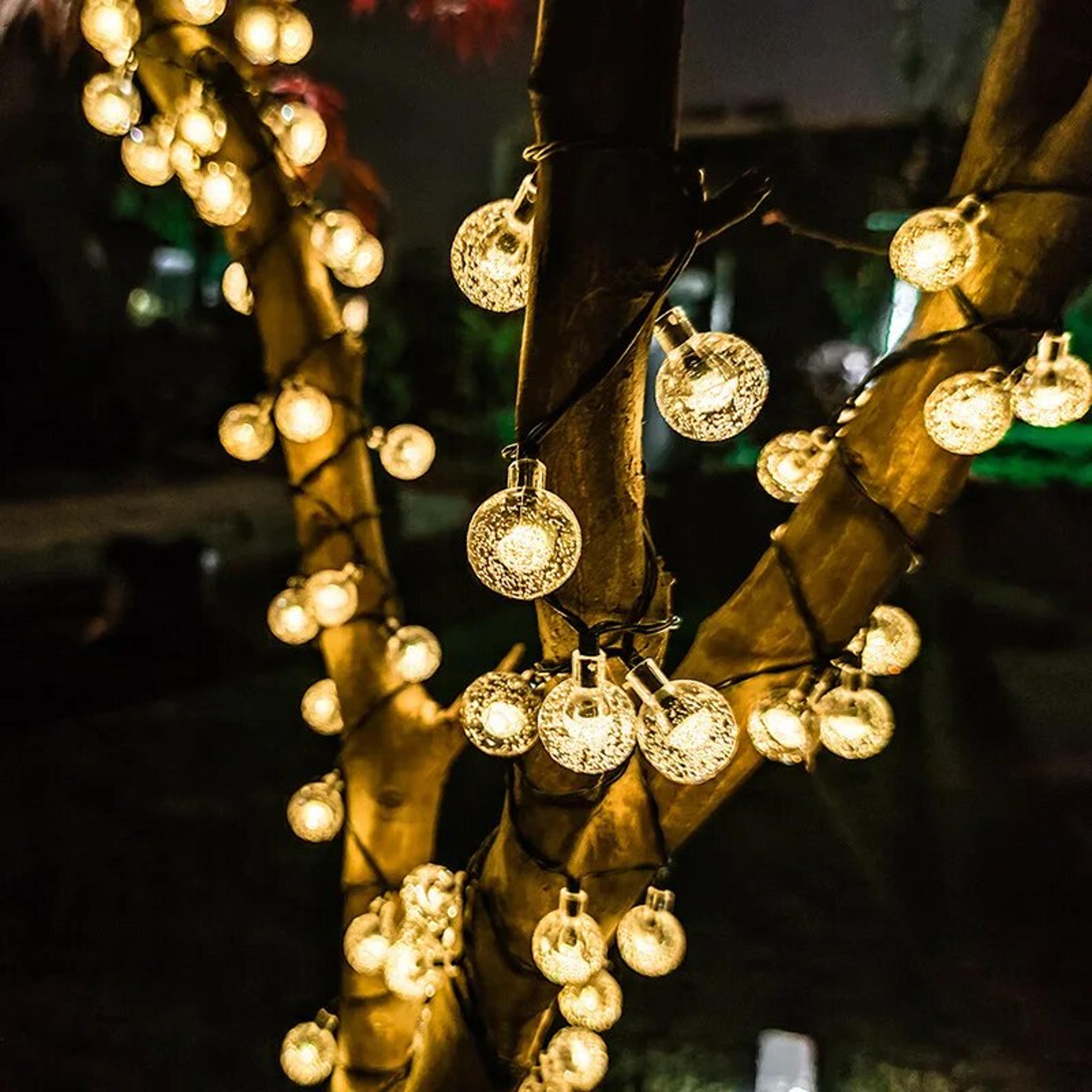 solar crystal ball fairy string lights, waterproof outdoor garden decoration