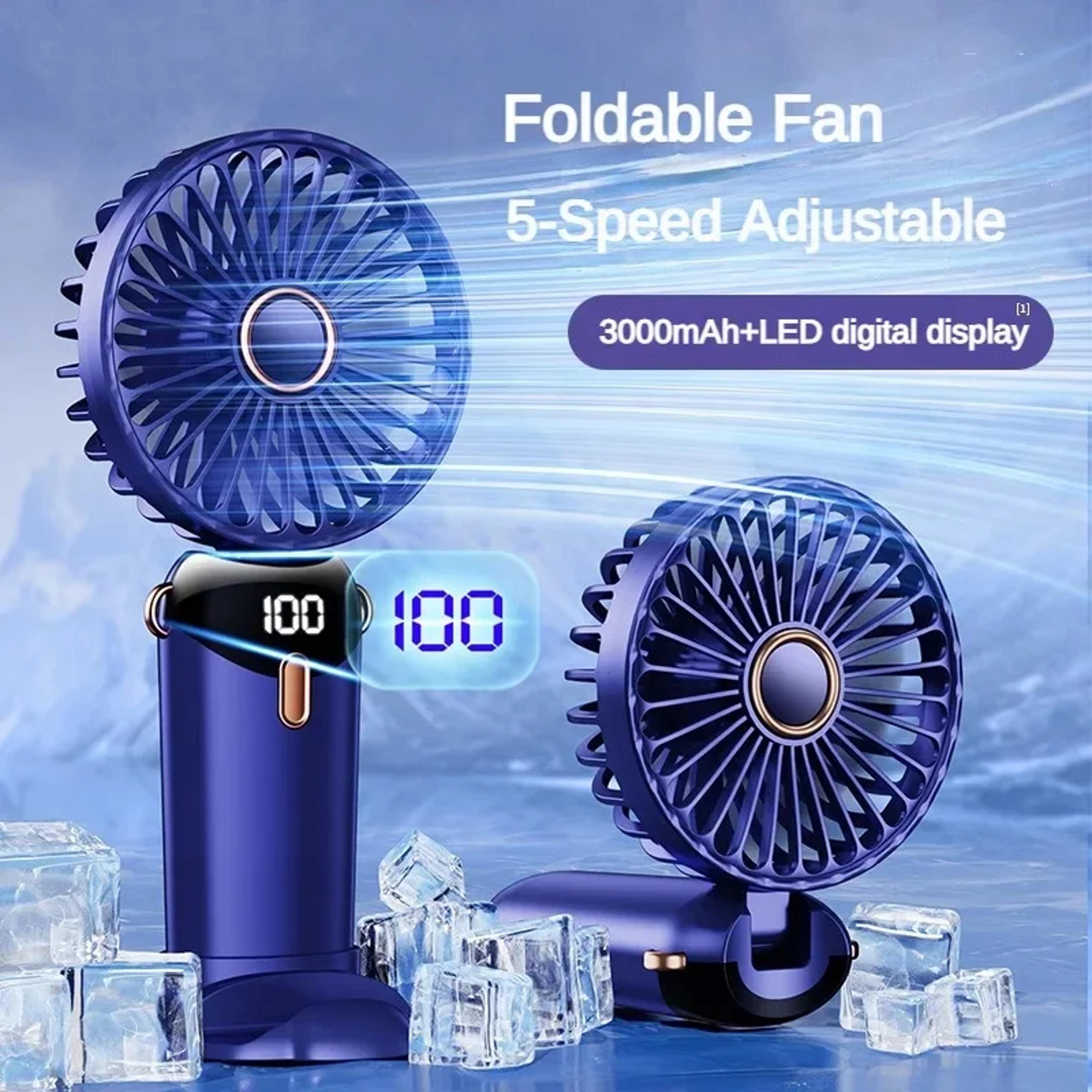 foldable portable neck fan usb rechargeable mini fan with display and phone stand