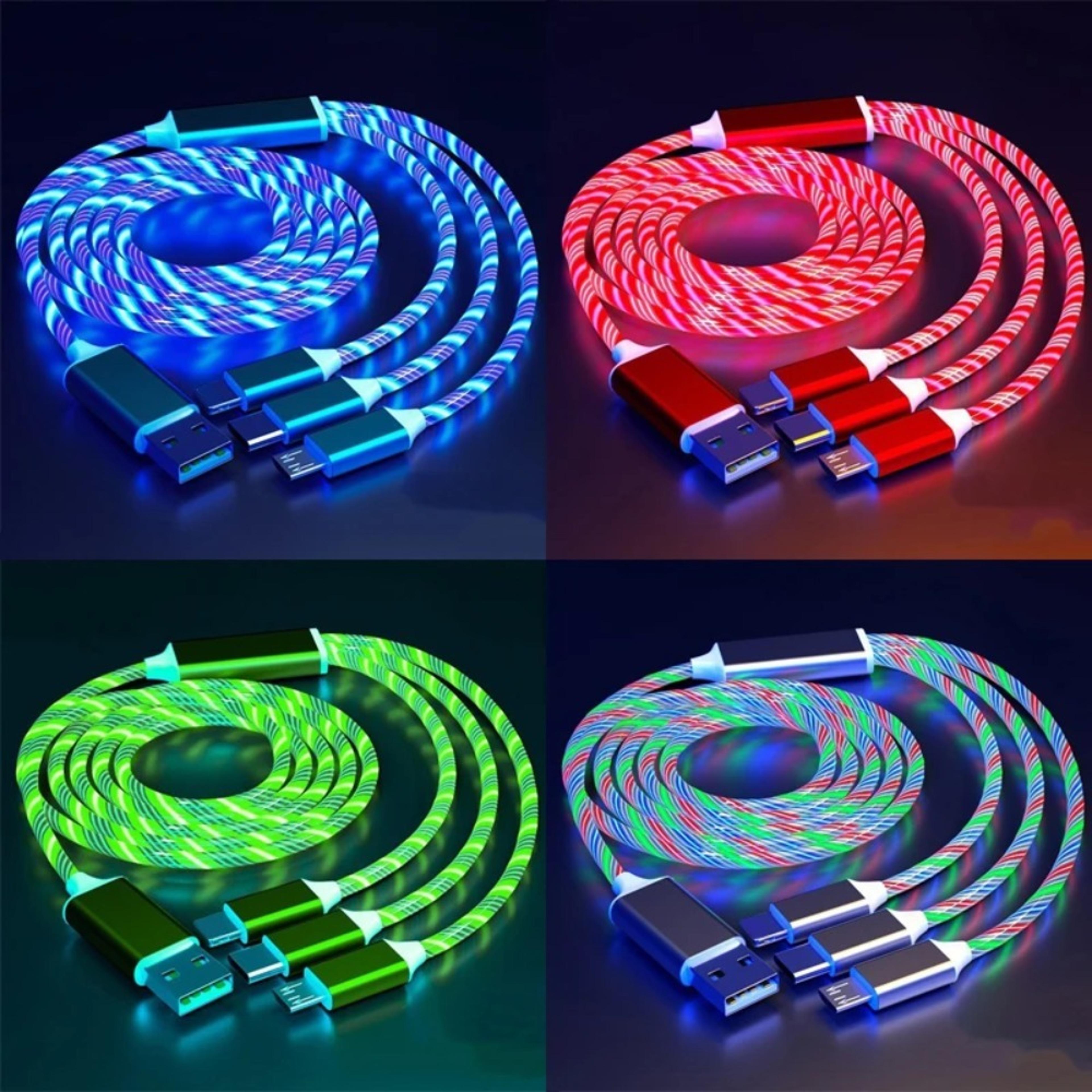 luminous led type c cable with flowing streamer light fast charging usb c cord