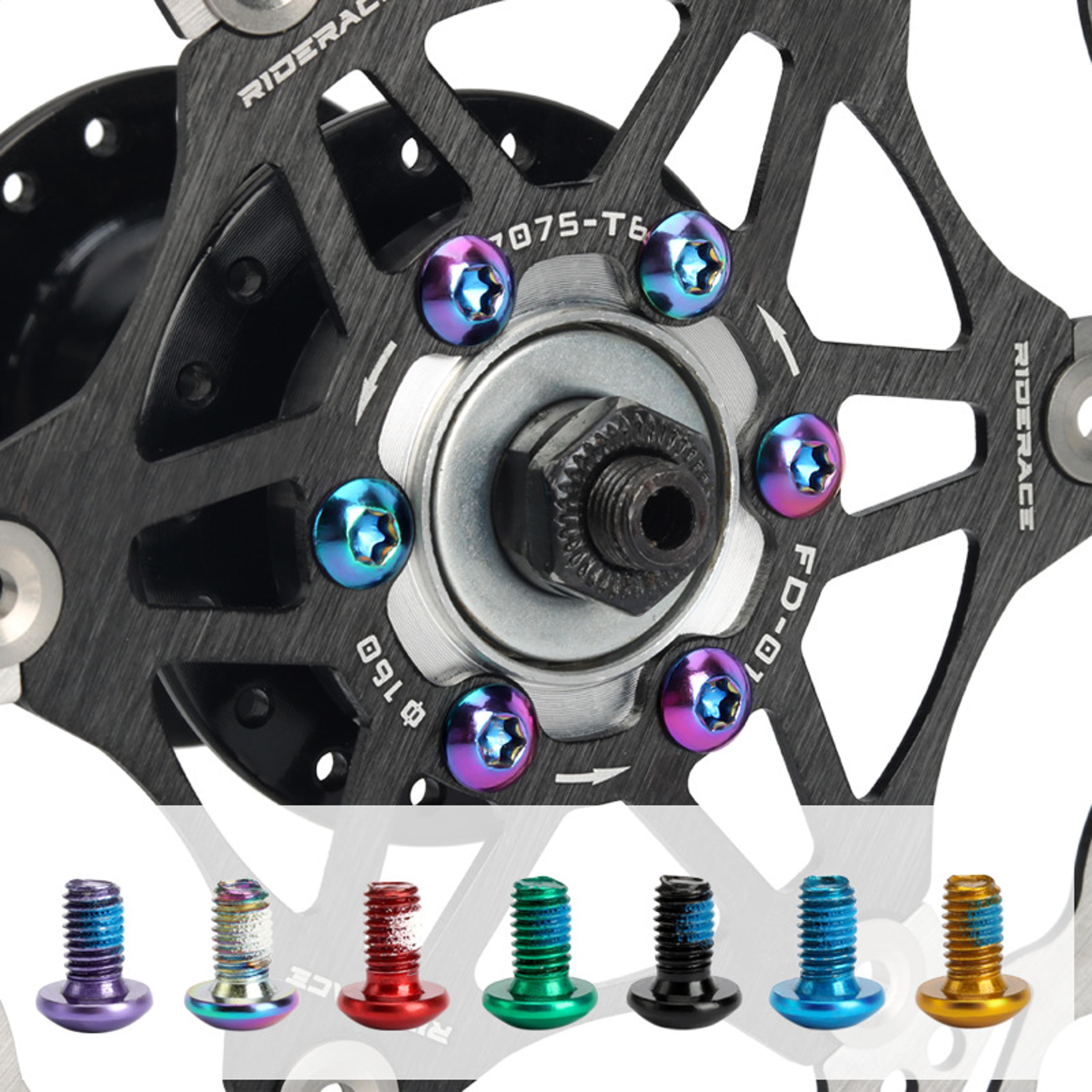 bicycle disc brake rotor torx bolts stainless steel road bike fixing screws colorful cycling accessory.