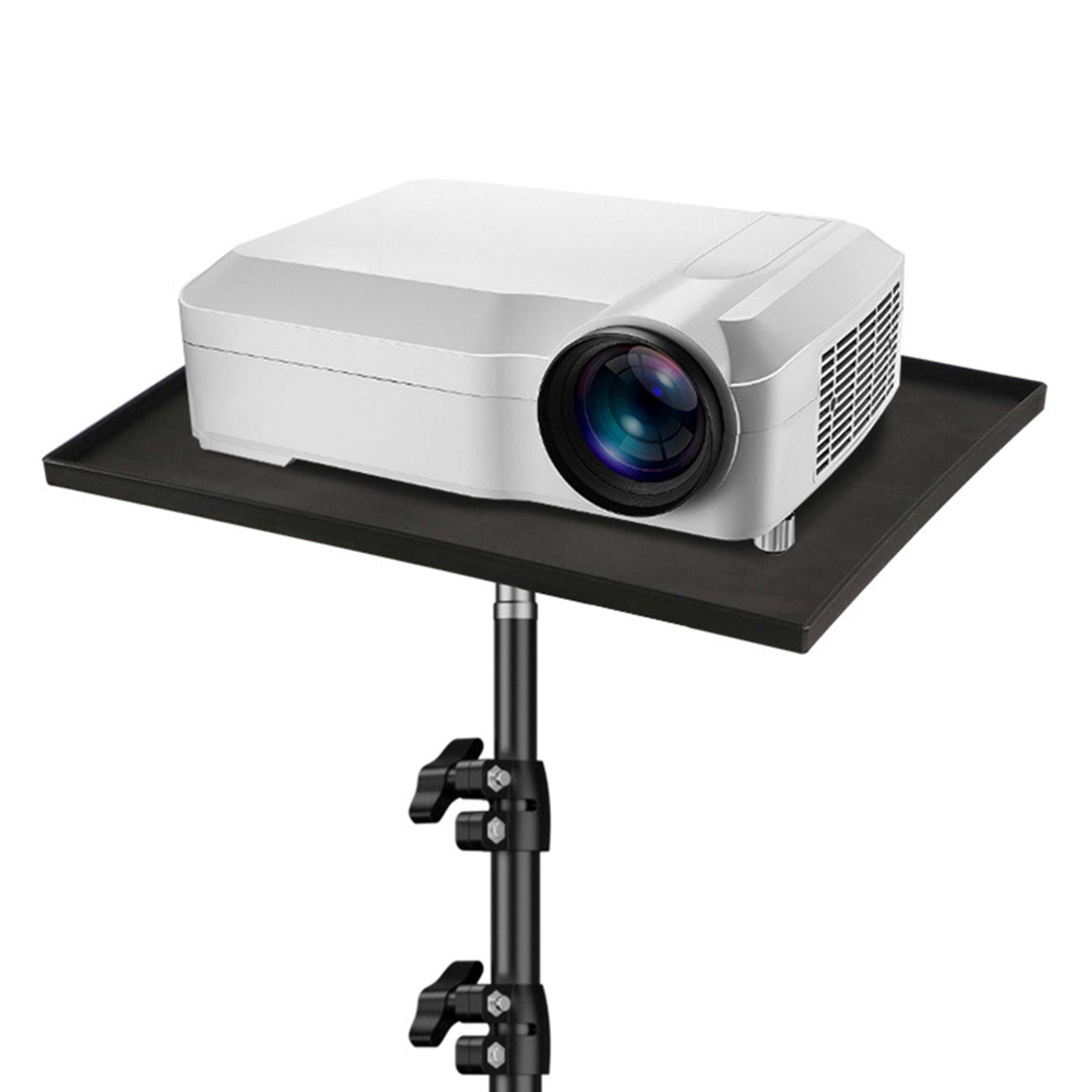 portable projector tray stand for cameras, laptops, and microphones tripod mountable holder