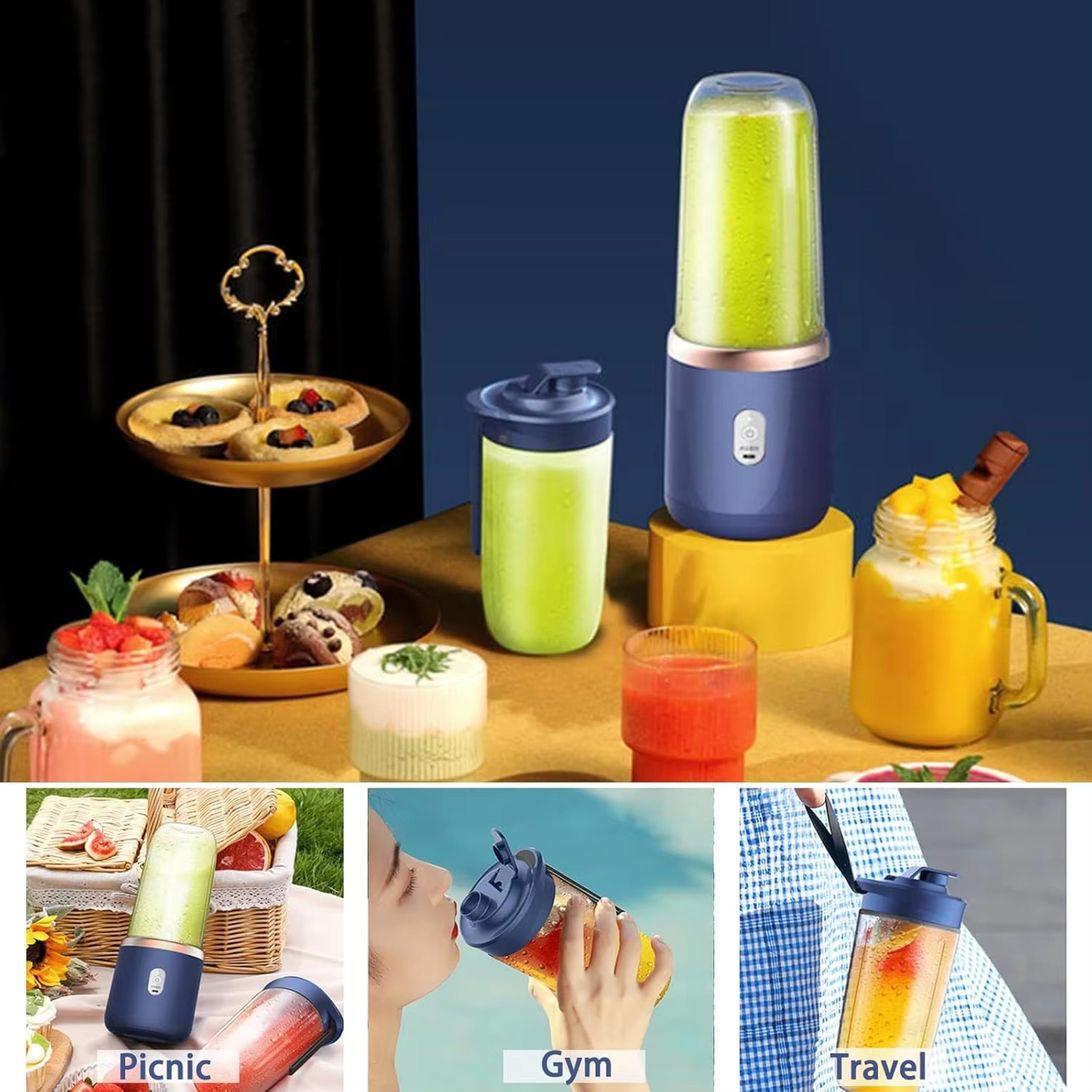 portable usb mini juicer cup travel blender for smoothies and juices with single & double cups