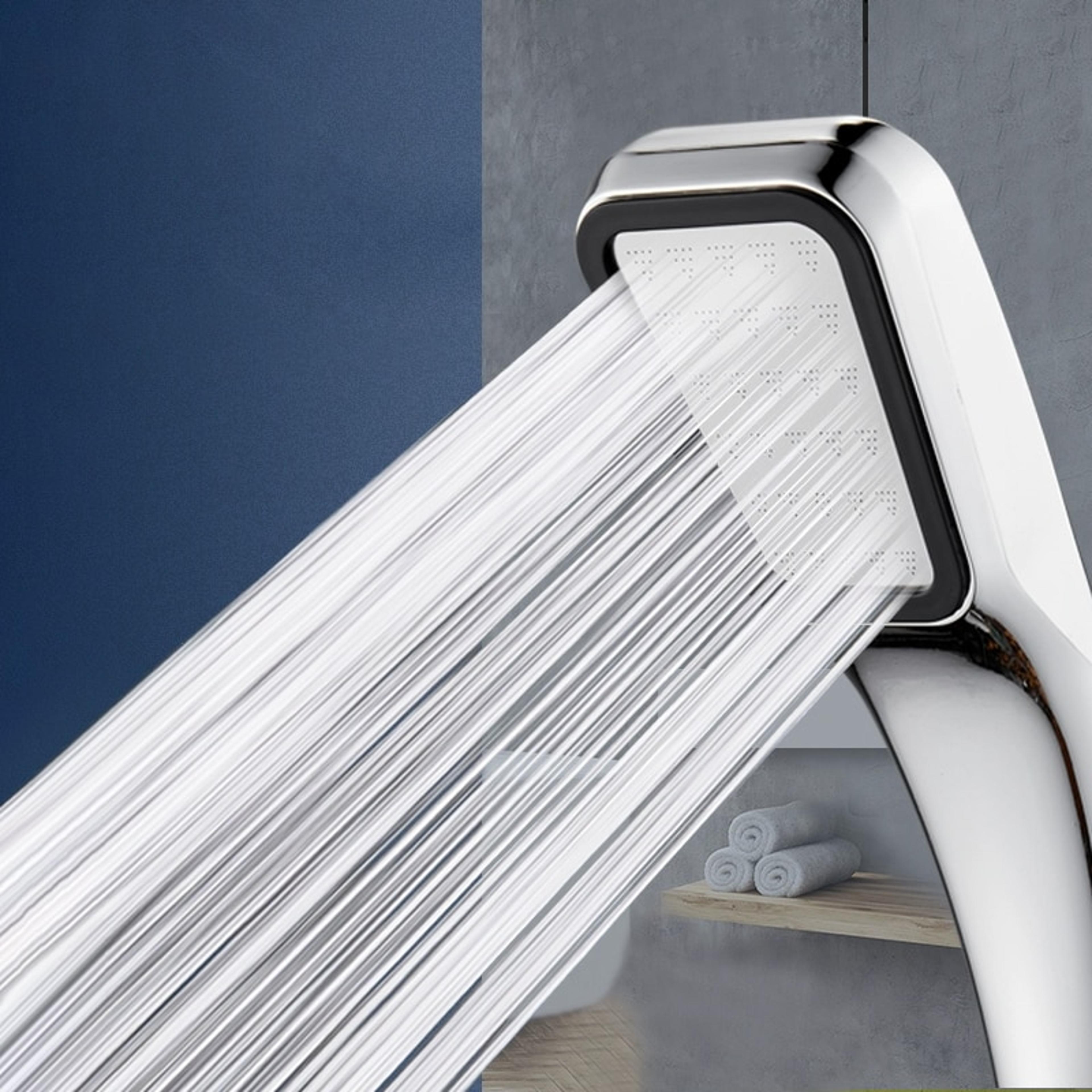 pressurized handheld square showerhead with water-saving rainfall spray