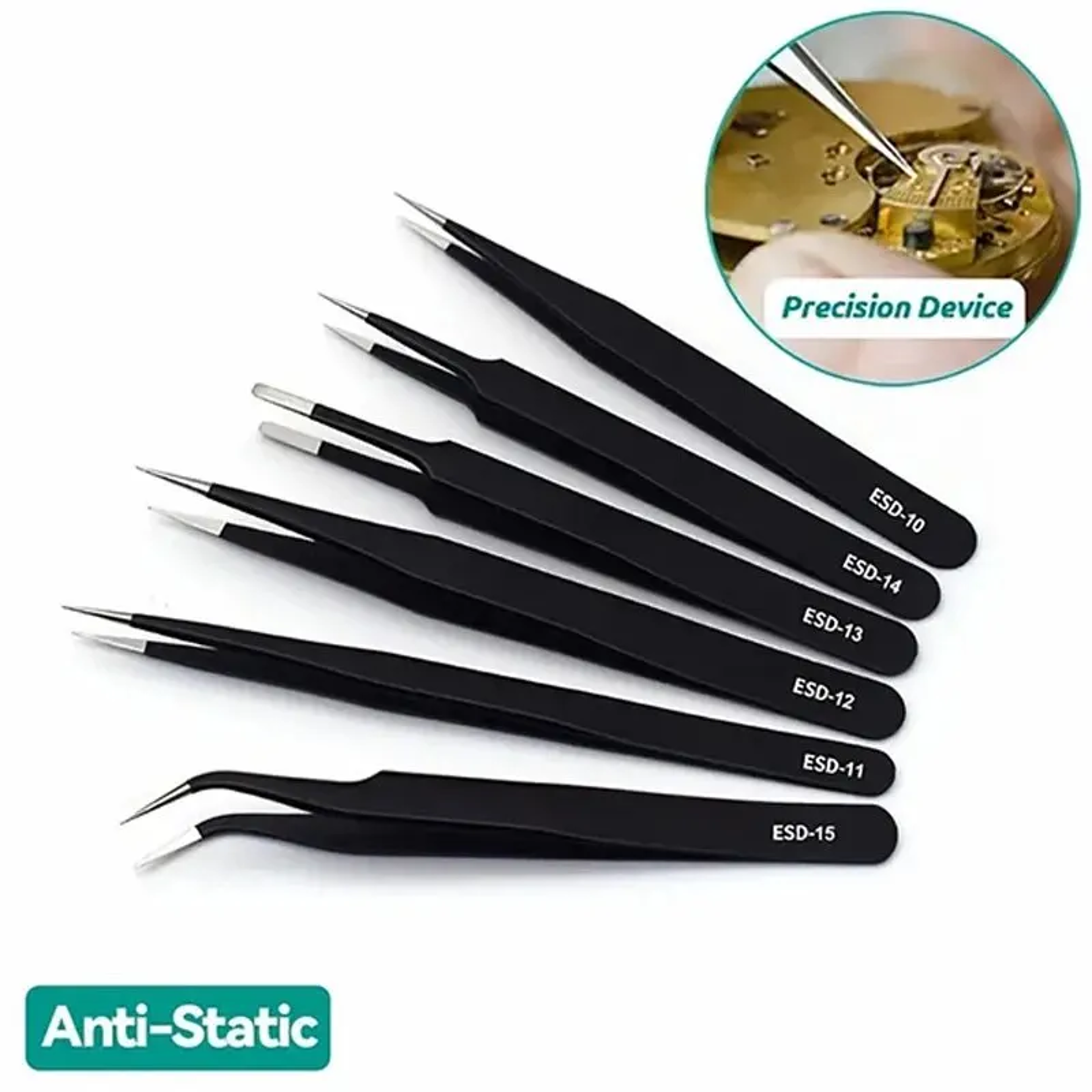 precision tweezers set anti static esd stainless steel electronics repair tweezers kit