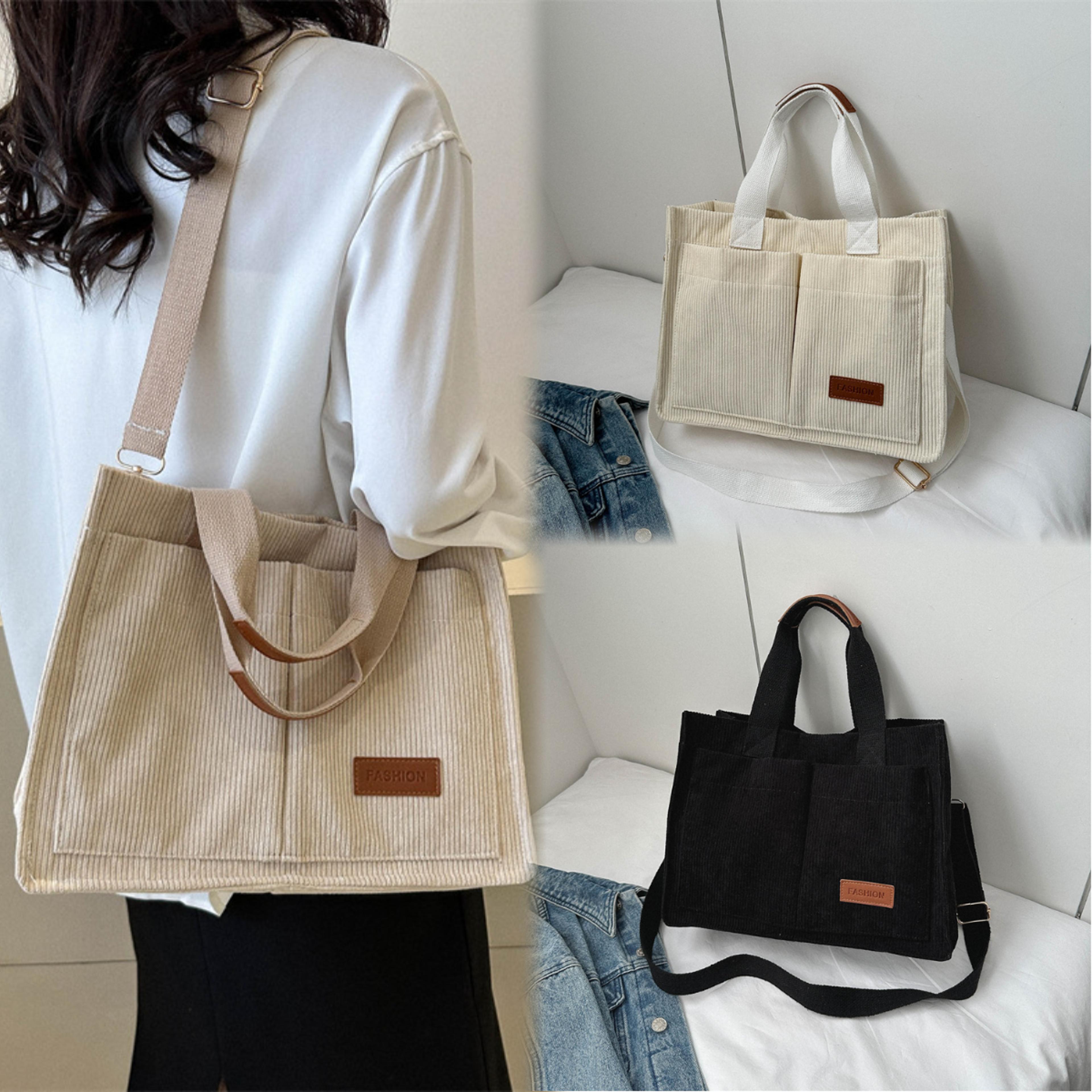 stylish canvas shoulder bag spacious crossbody handbag for women in white