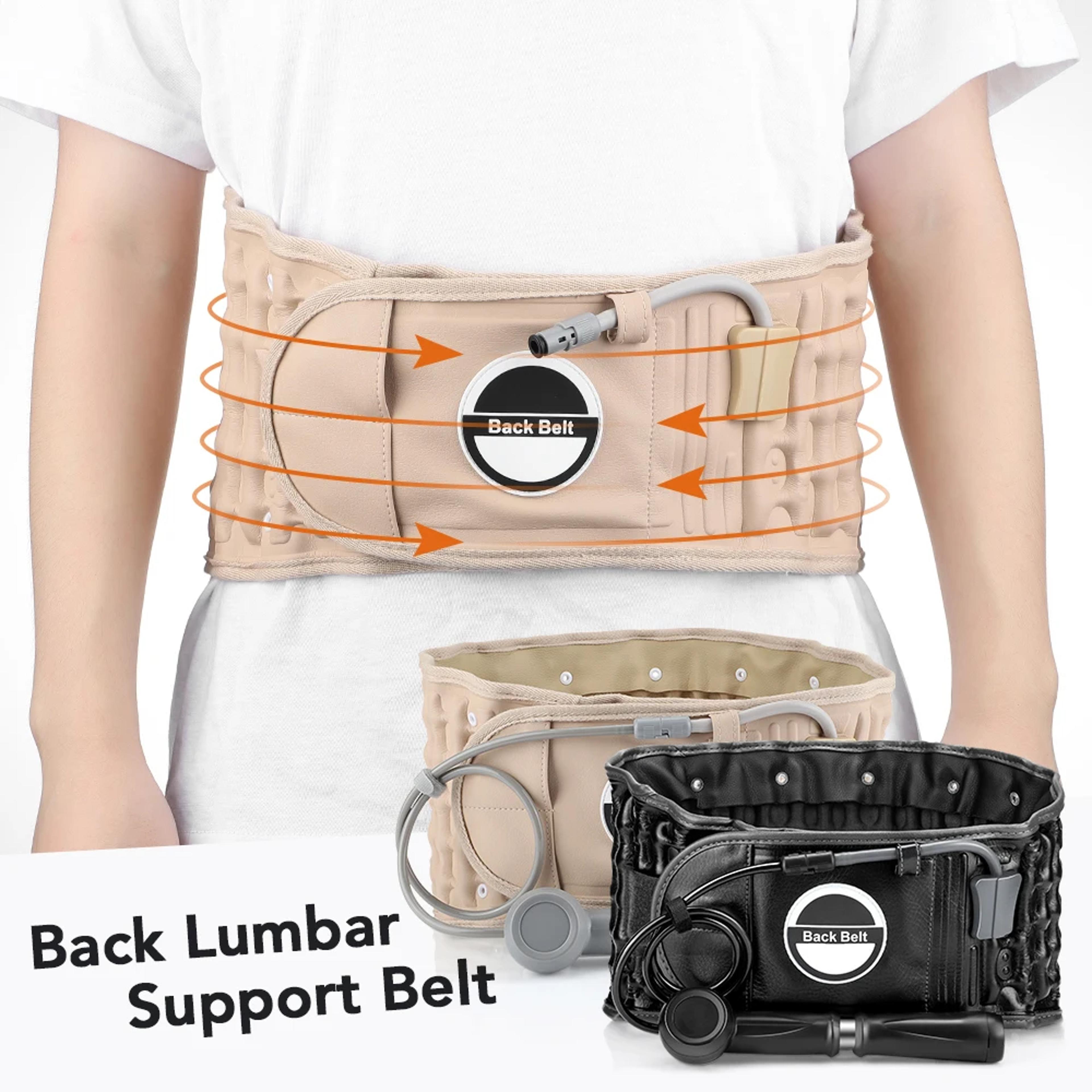 inflatable back support belt with air pump low back & lumbar support, spinal traction for pain relief
