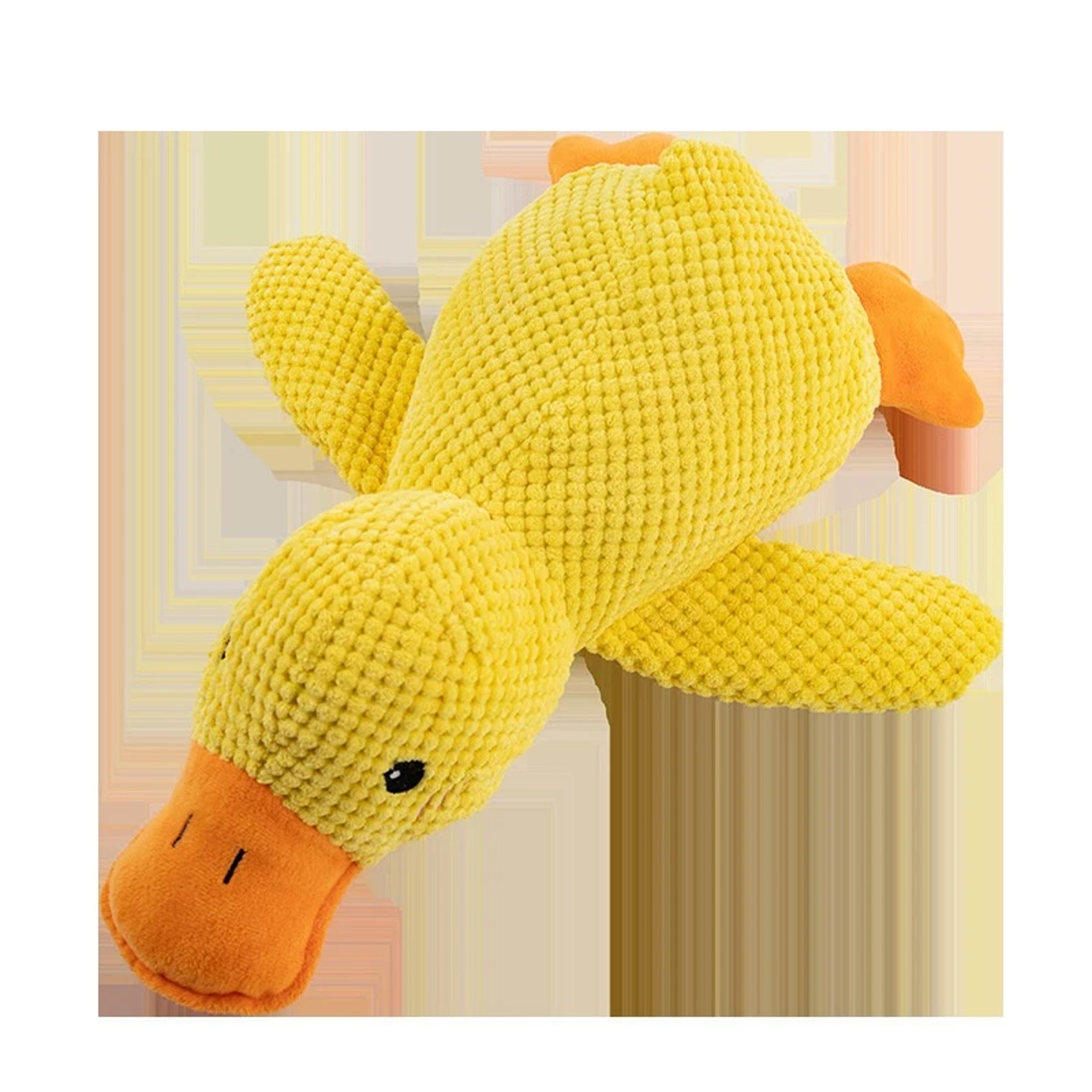 plush dog toy bite resistant, teeth grinding relief with duck sound