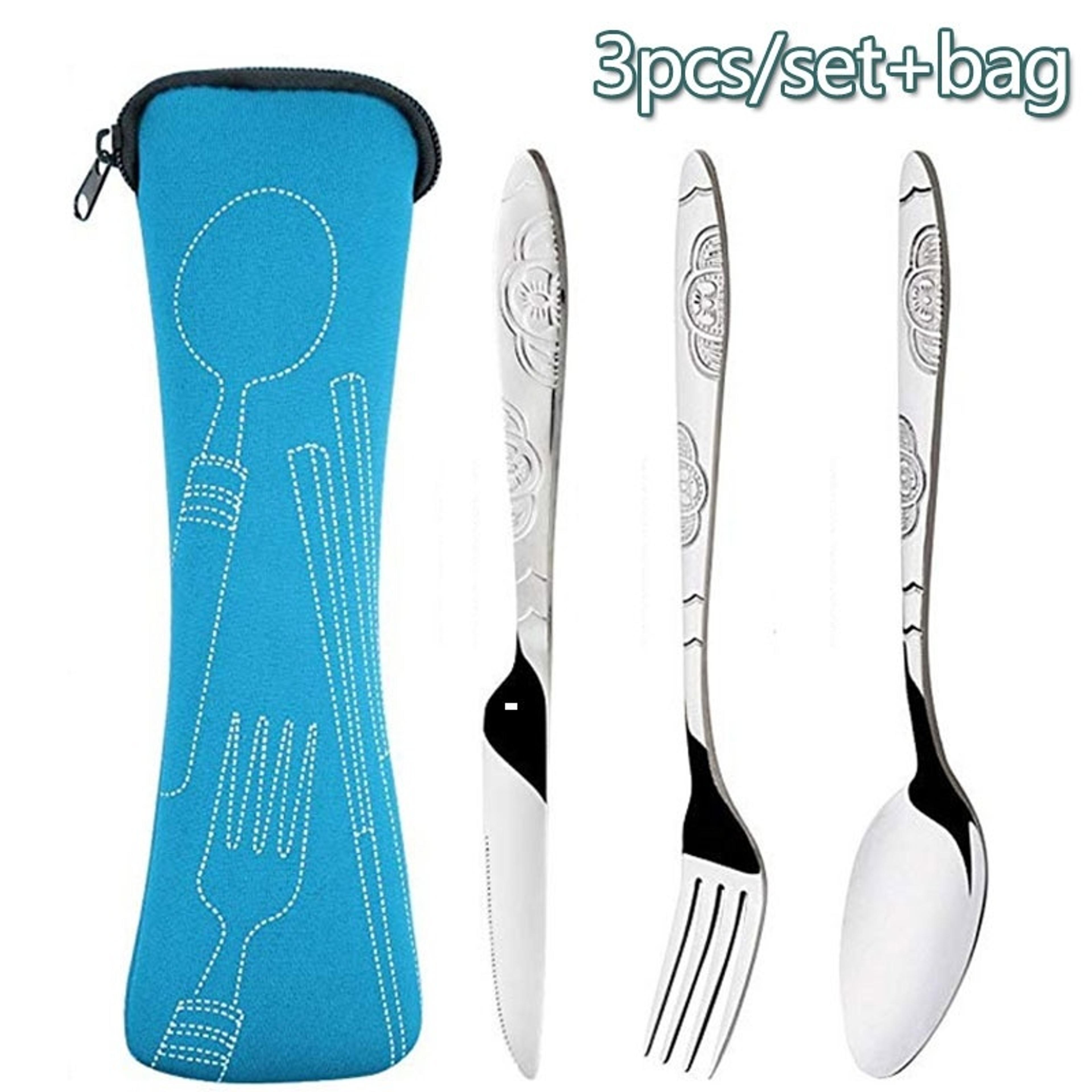 portable picnic set with travel cutlery kit washable tableware pouch for outdoor dining and camping
