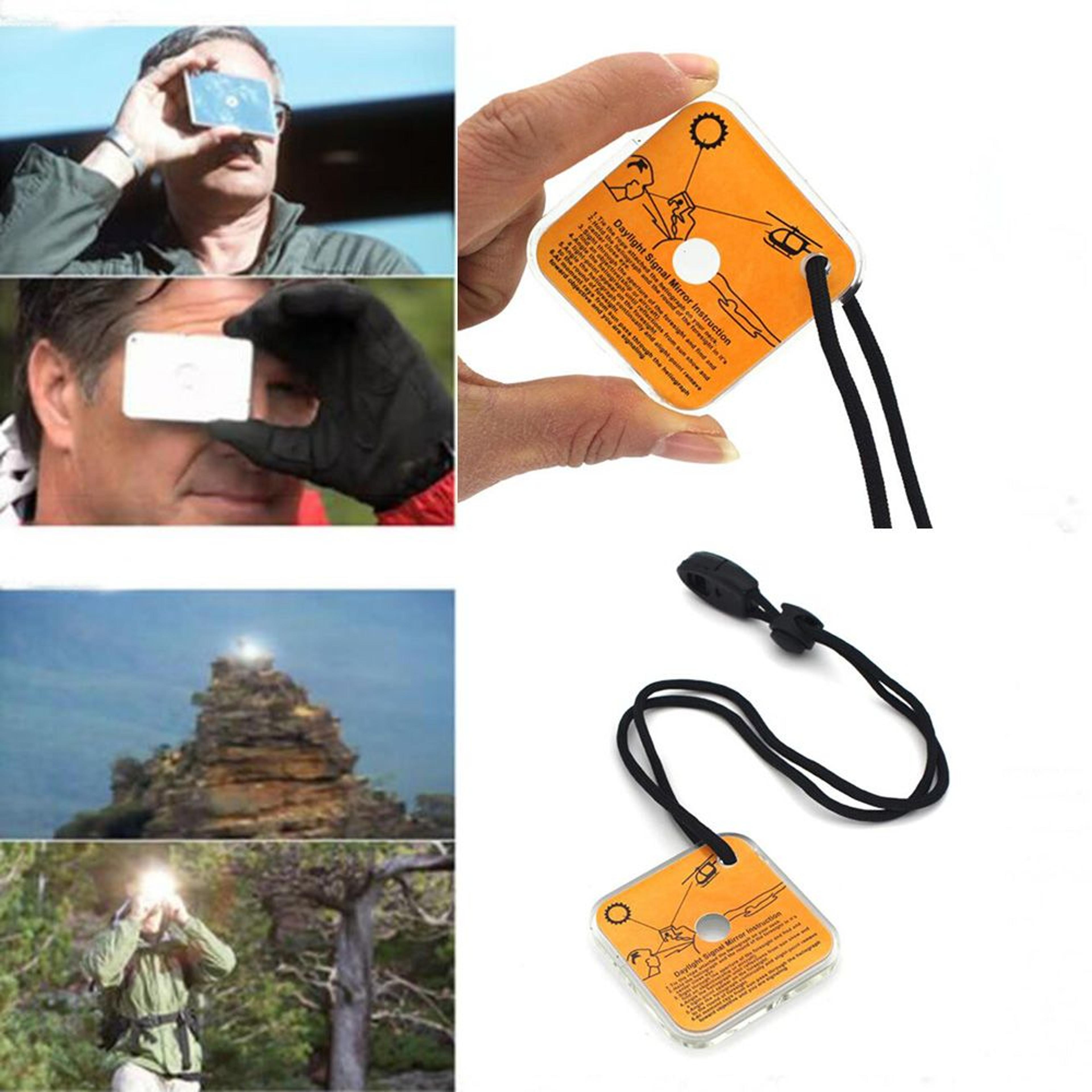 outdoor survival reflective signal mirror for hiking and camping emergency tool for first aid and daylight reflection